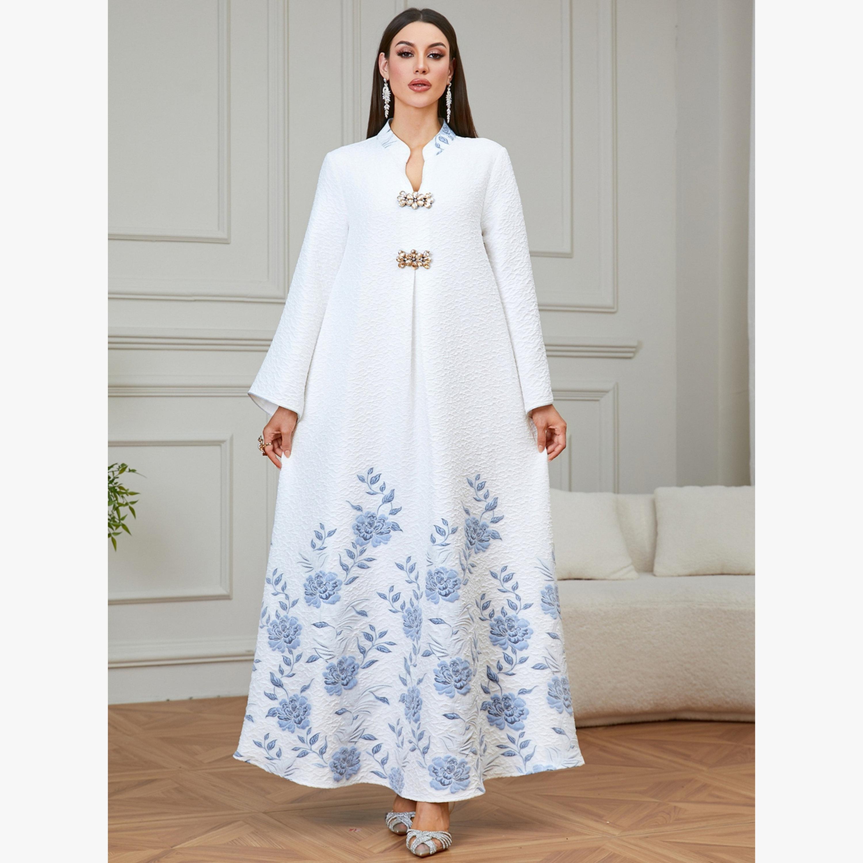 جلابية بنقشة زهور وحافة واسعة-women-arabicclothing-jalabiyas-image-4