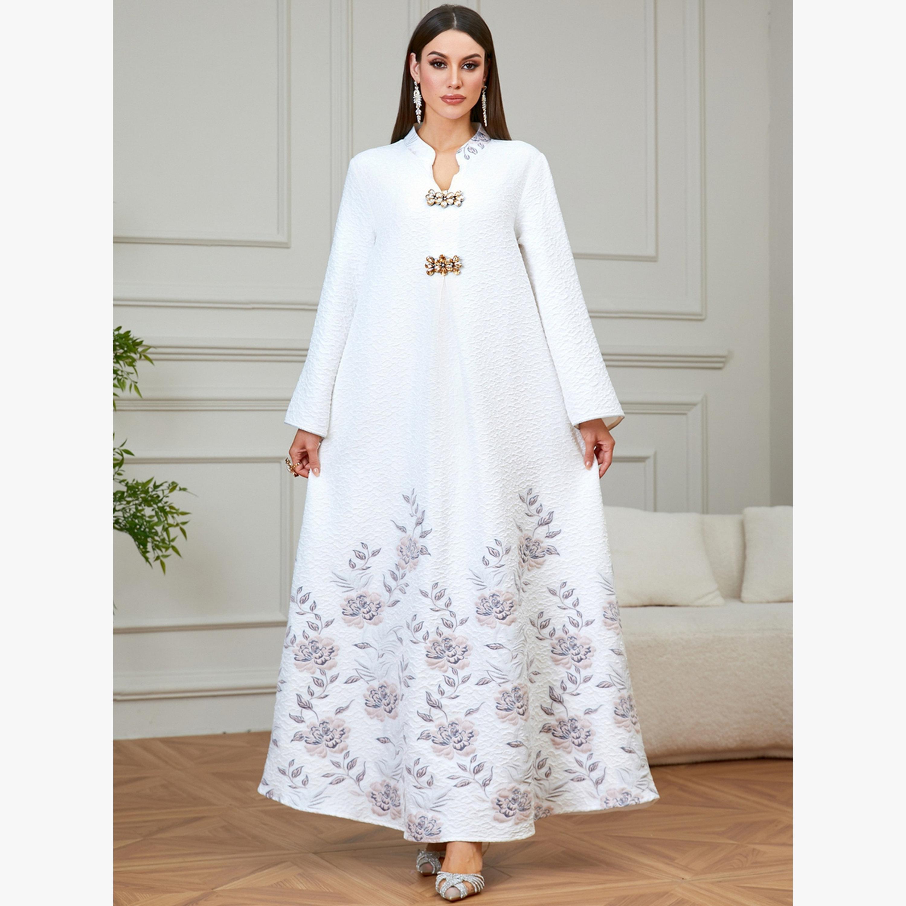 Take Two Multi Jacquard Floral Print A-Line Jalabiya-women-arabicclothing-jalabiyas-image-1