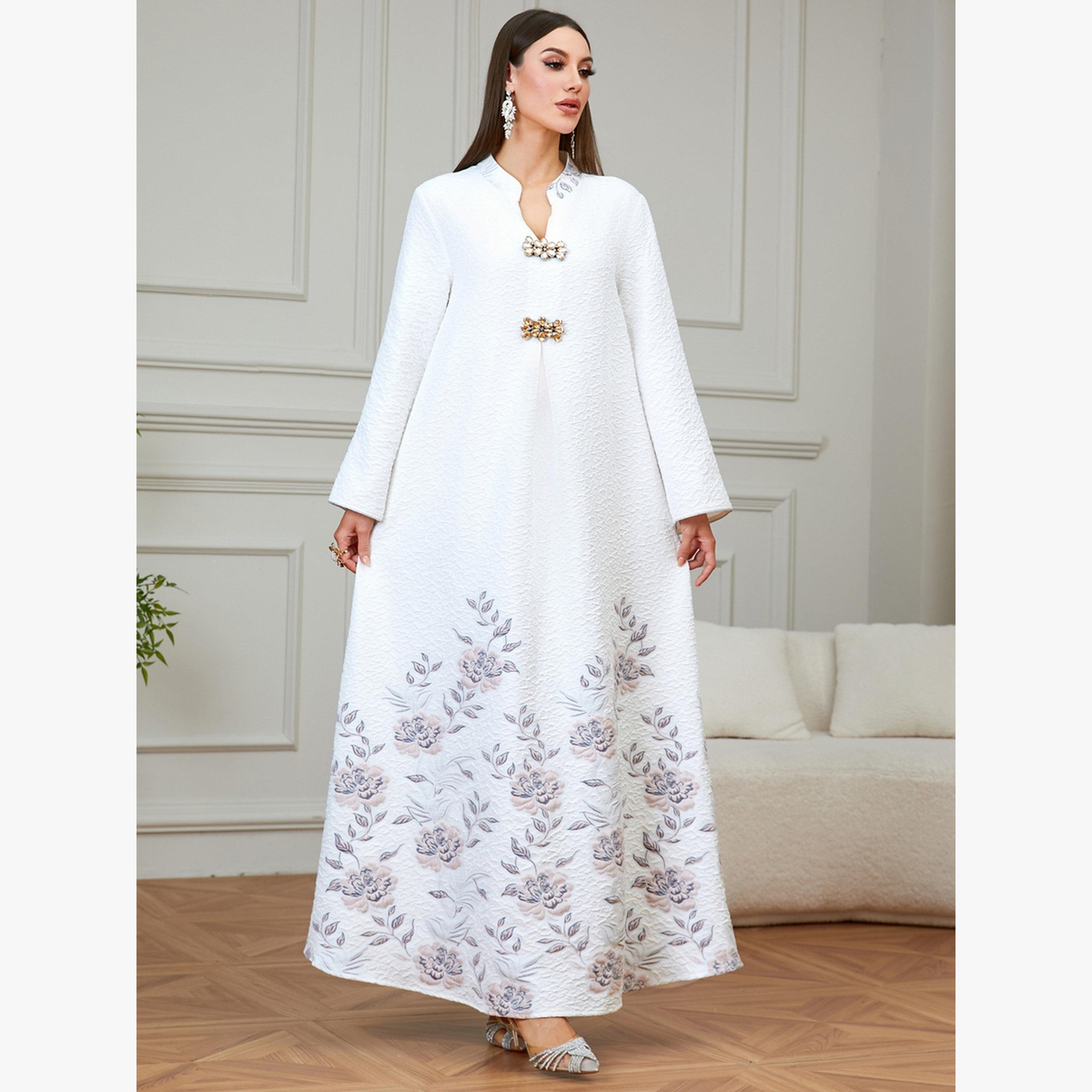 جلابية بحافة واسعة بطبعة أزهار وجاكار-women-arabicclothing-jalabiyas-image-2