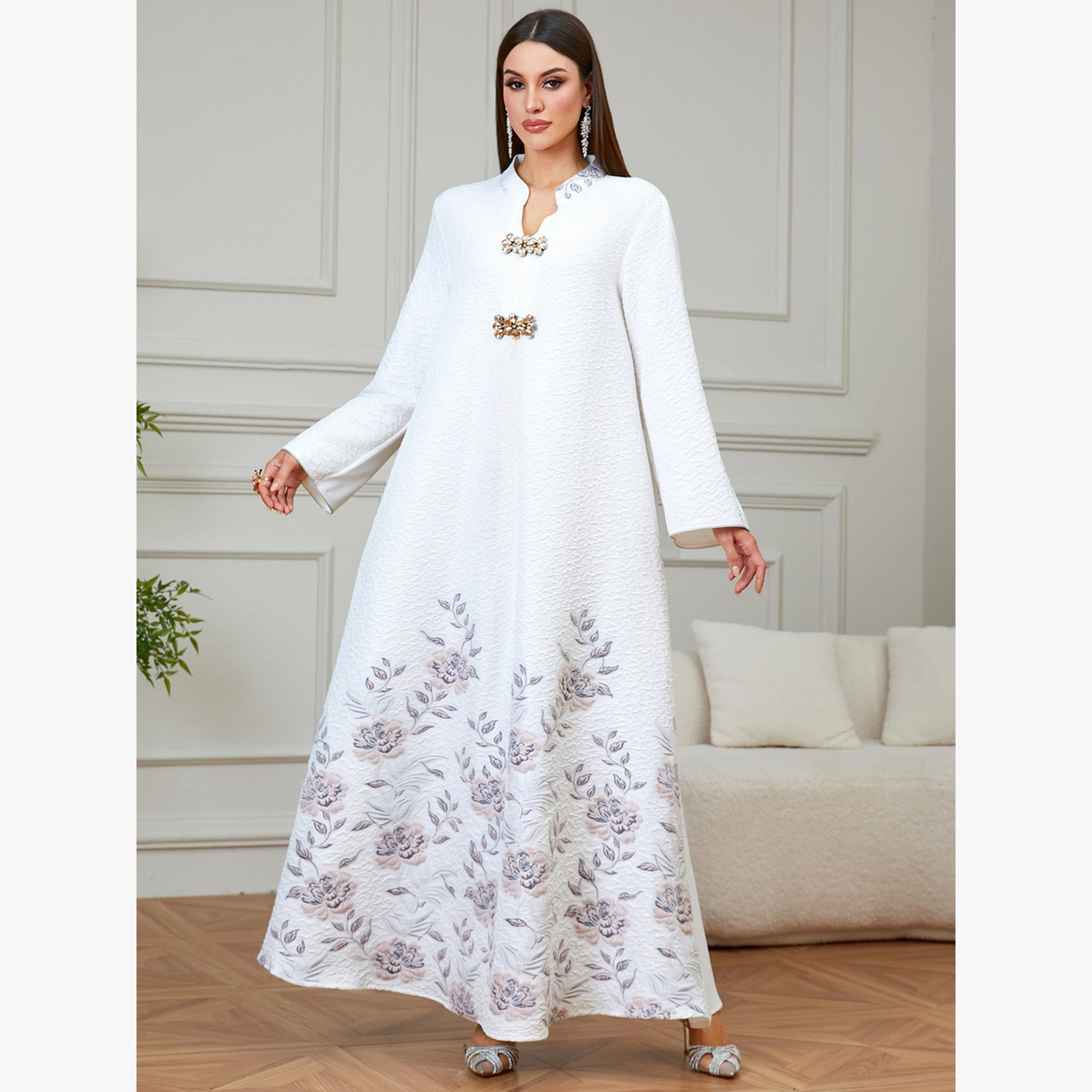 جلابية بحافة واسعة بطبعة أزهار وجاكار-women-arabicclothing-jalabiyas-image-3