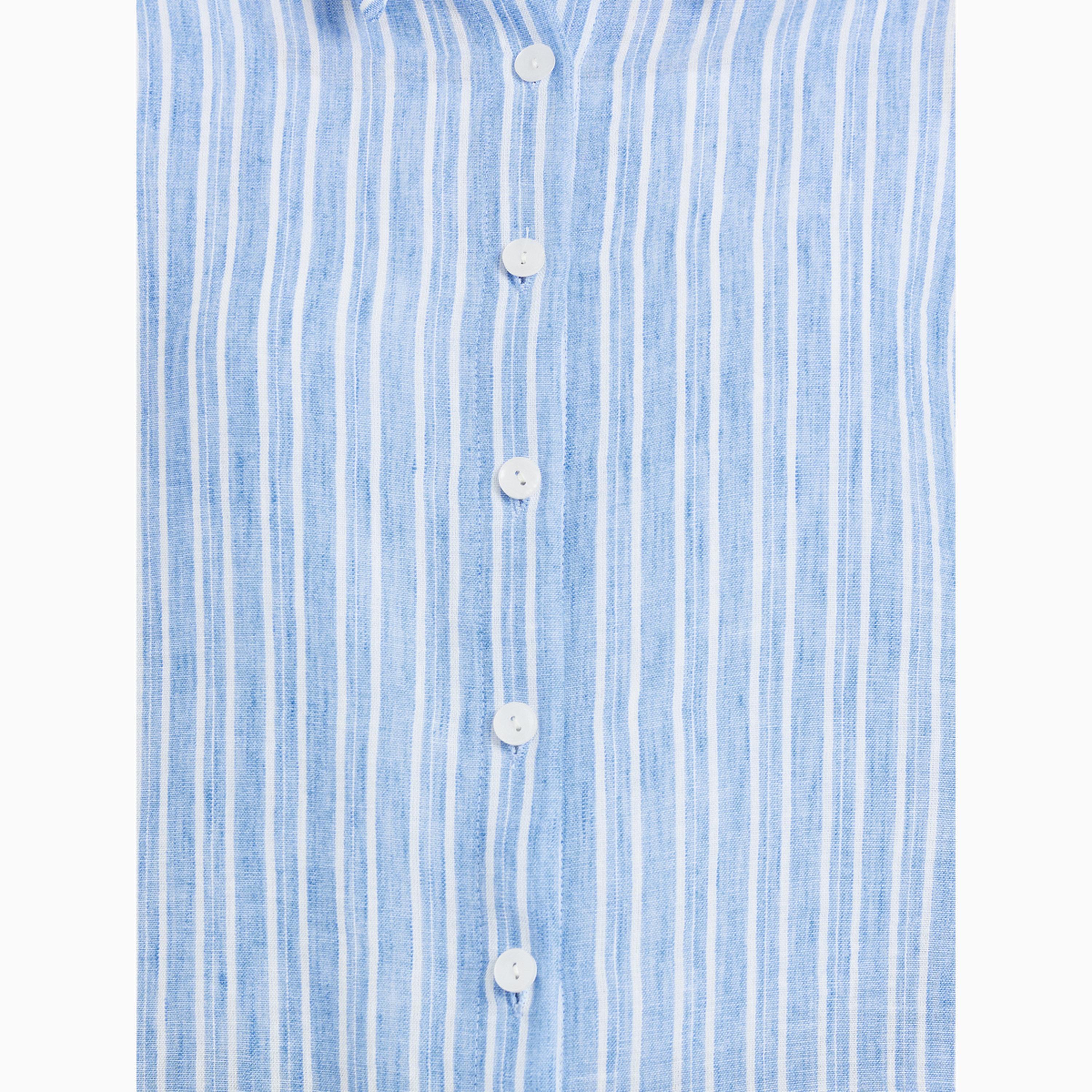 Styli Blue Striped Relaxed Fit Long Sleeve Shirt-women-clothing-shirtsandblouses-shirts-image-4