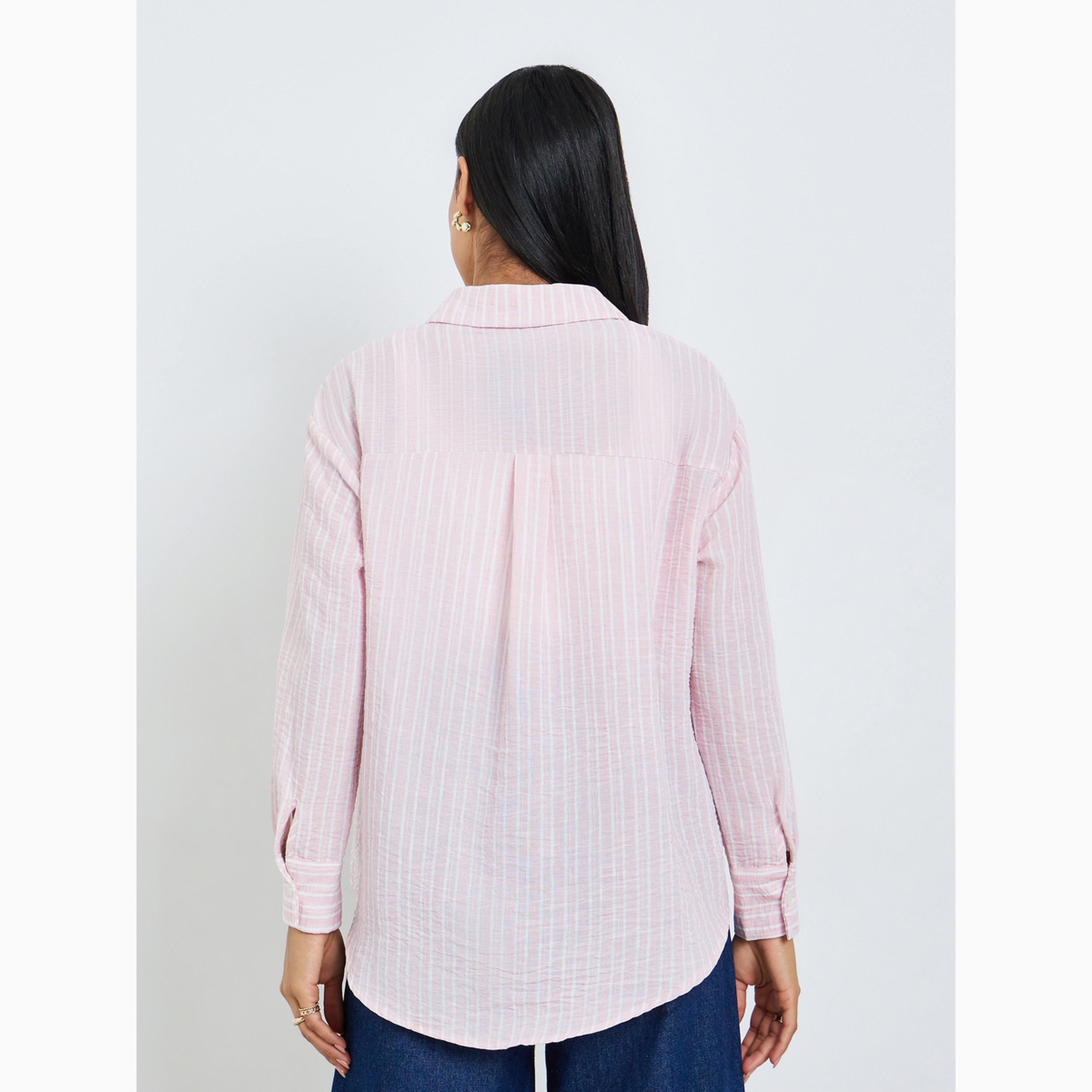 بلوزة بقصة مريحة وأكمام طويلة ومخططة-women-clothing-shirtsandblouses-shirts-image-6