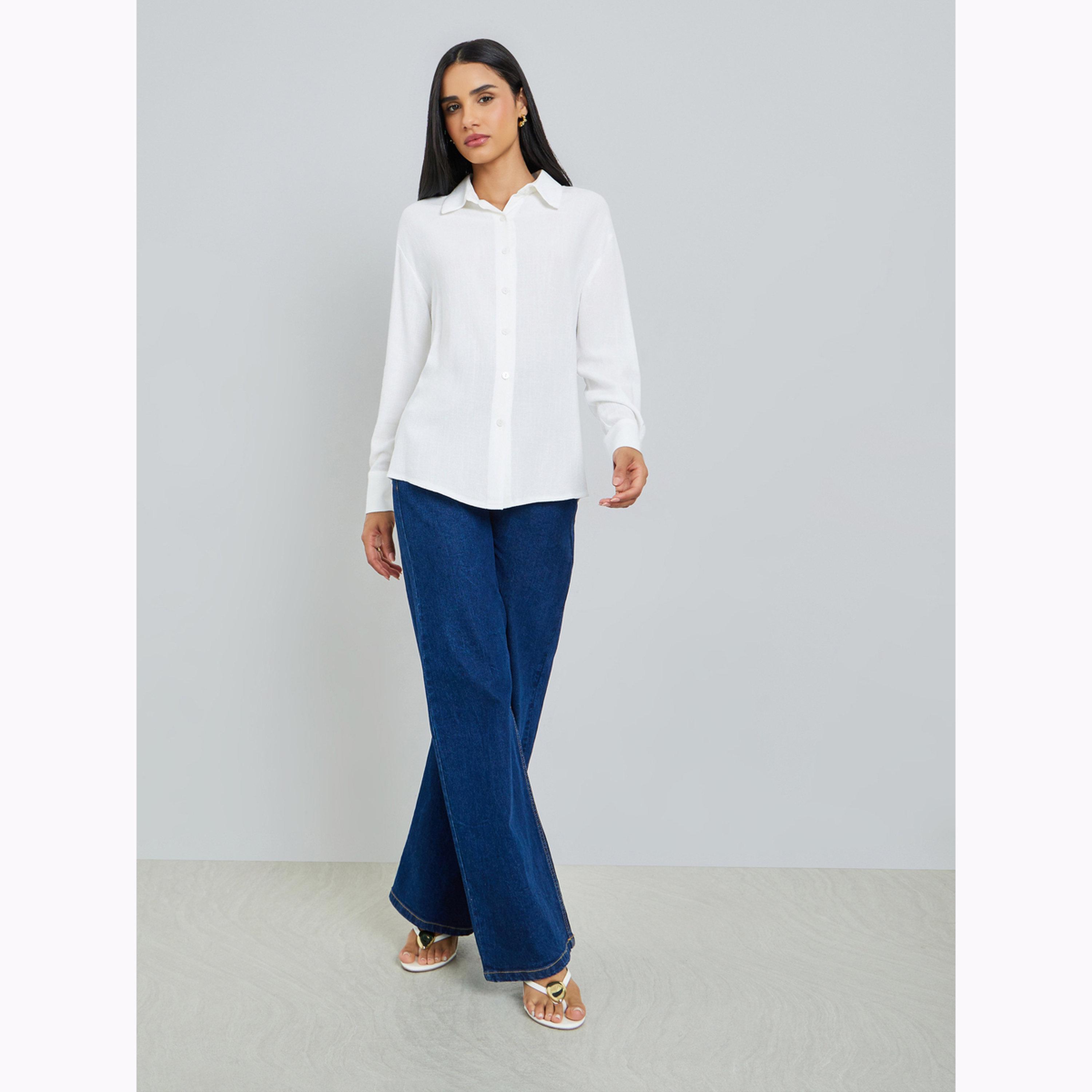 بلوزة سادة بقصة مريحة للرجال-women-clothing-shirtsandblouses-shirts-image-2