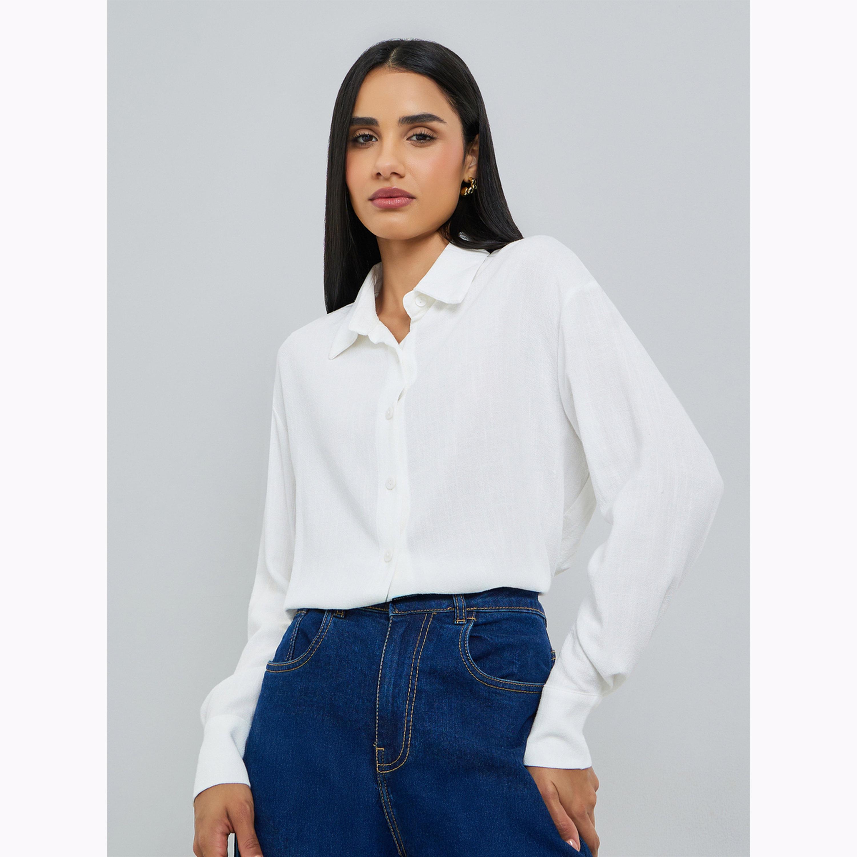 بلوزة سادة بقصة مريحة للرجال-women-clothing-shirtsandblouses-shirts-image-3