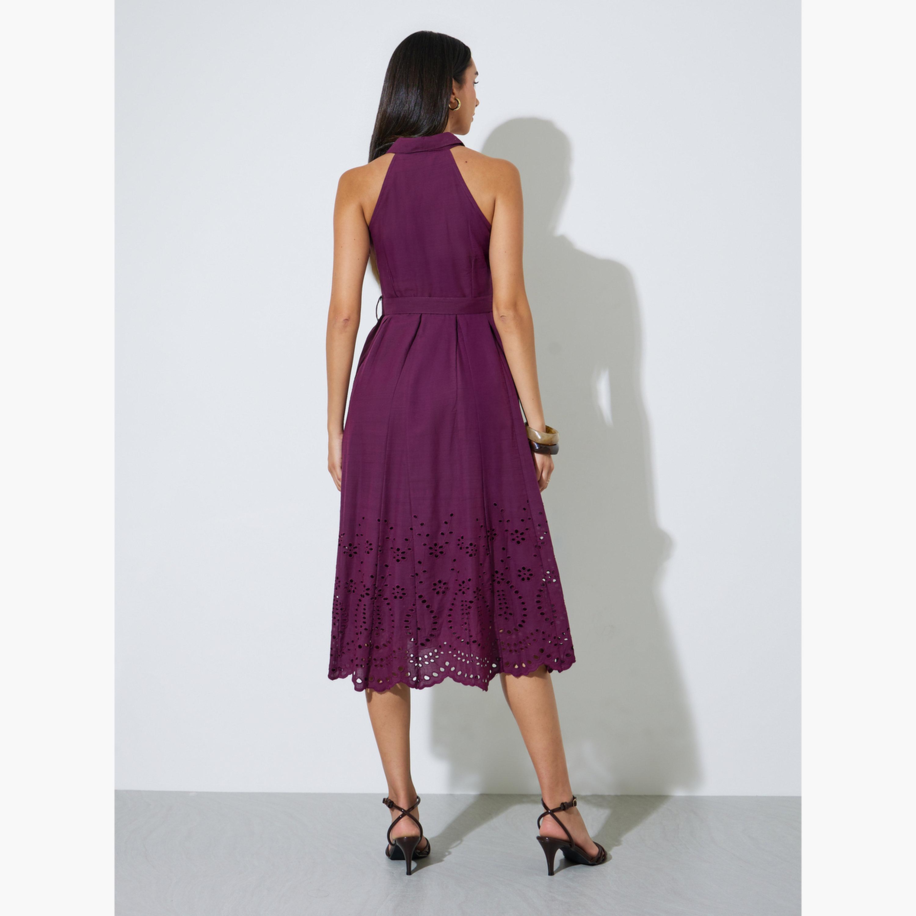 Styli Purple Broderie Sleeveless Shirt Midi Dress-women-clothing-dresses-image-4