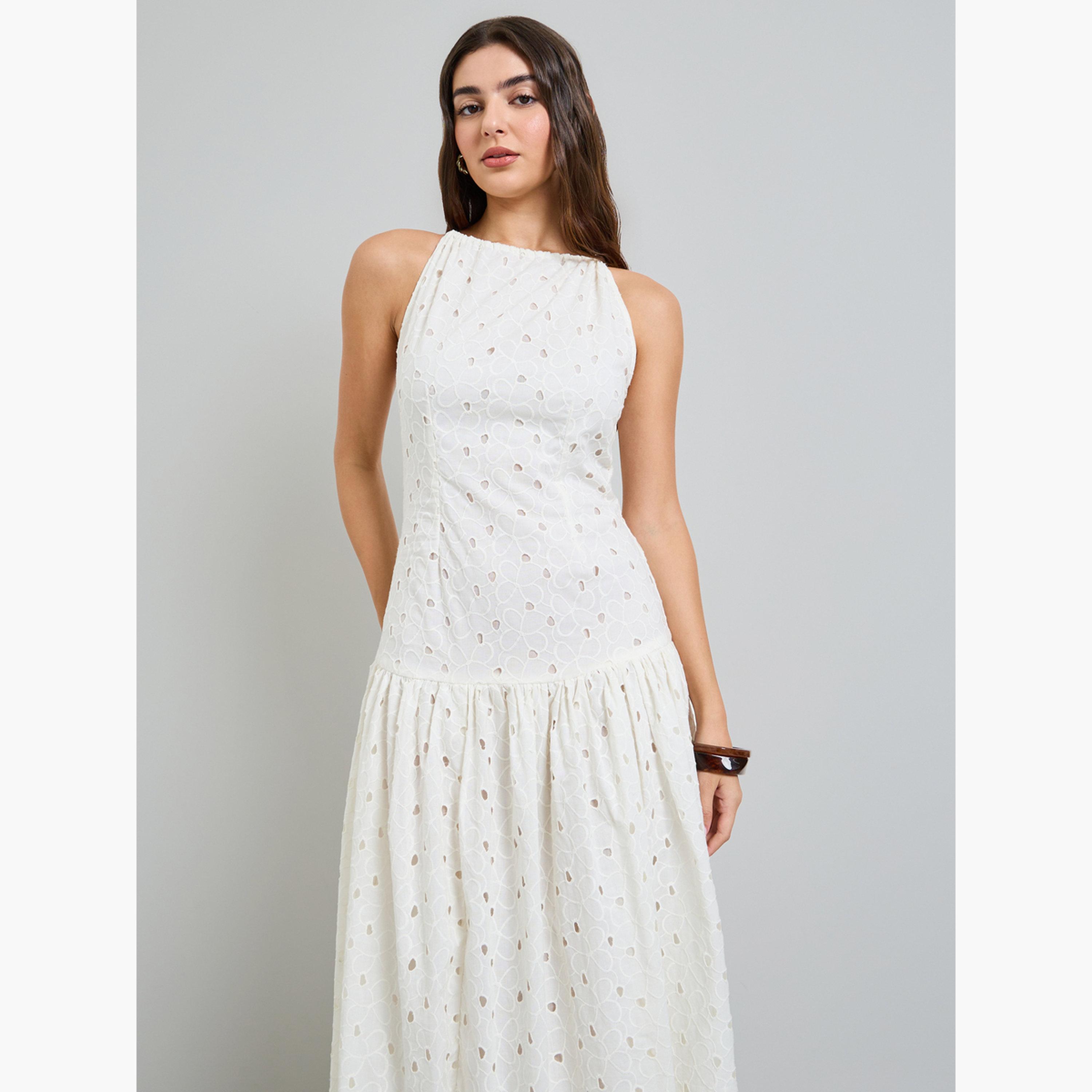 فستان ميدي بحافة واسعة وتفاصيل مُطرّزة-women-clothing-dresses-image-2