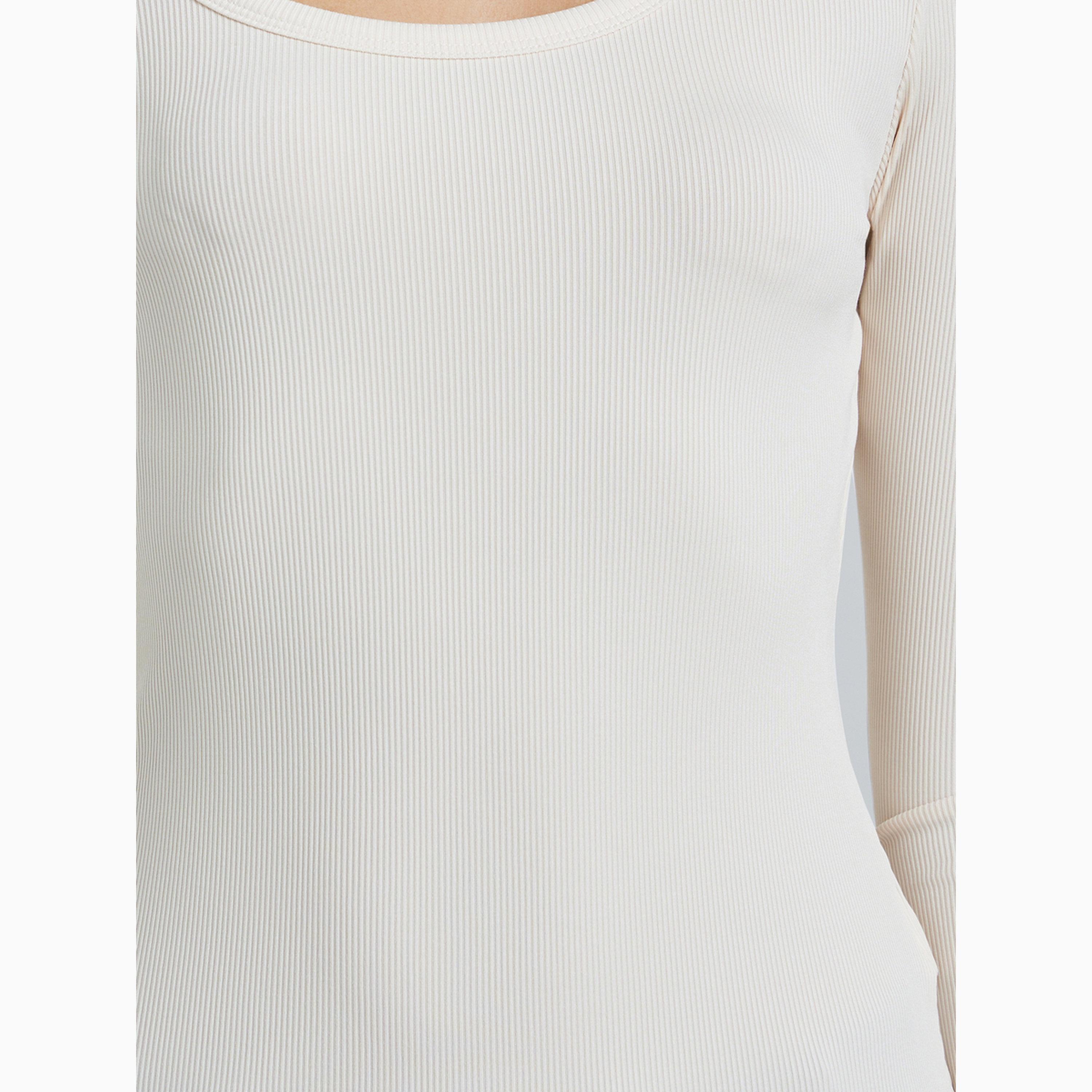 Styli Off White Ribbed Long Sleeve Knit Top-women-clothing-tshirts-image-4