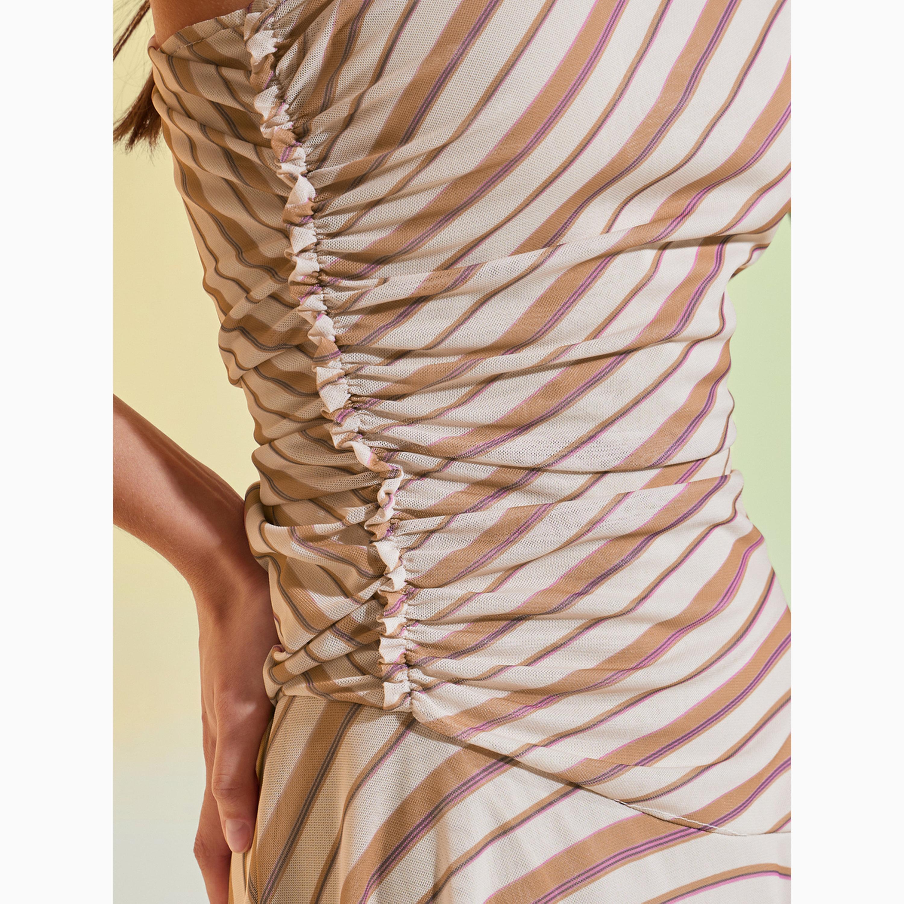 Styli Beige Striped One Shoulder Mesh Maxi Dress-women-clothing-dresses-image-5
