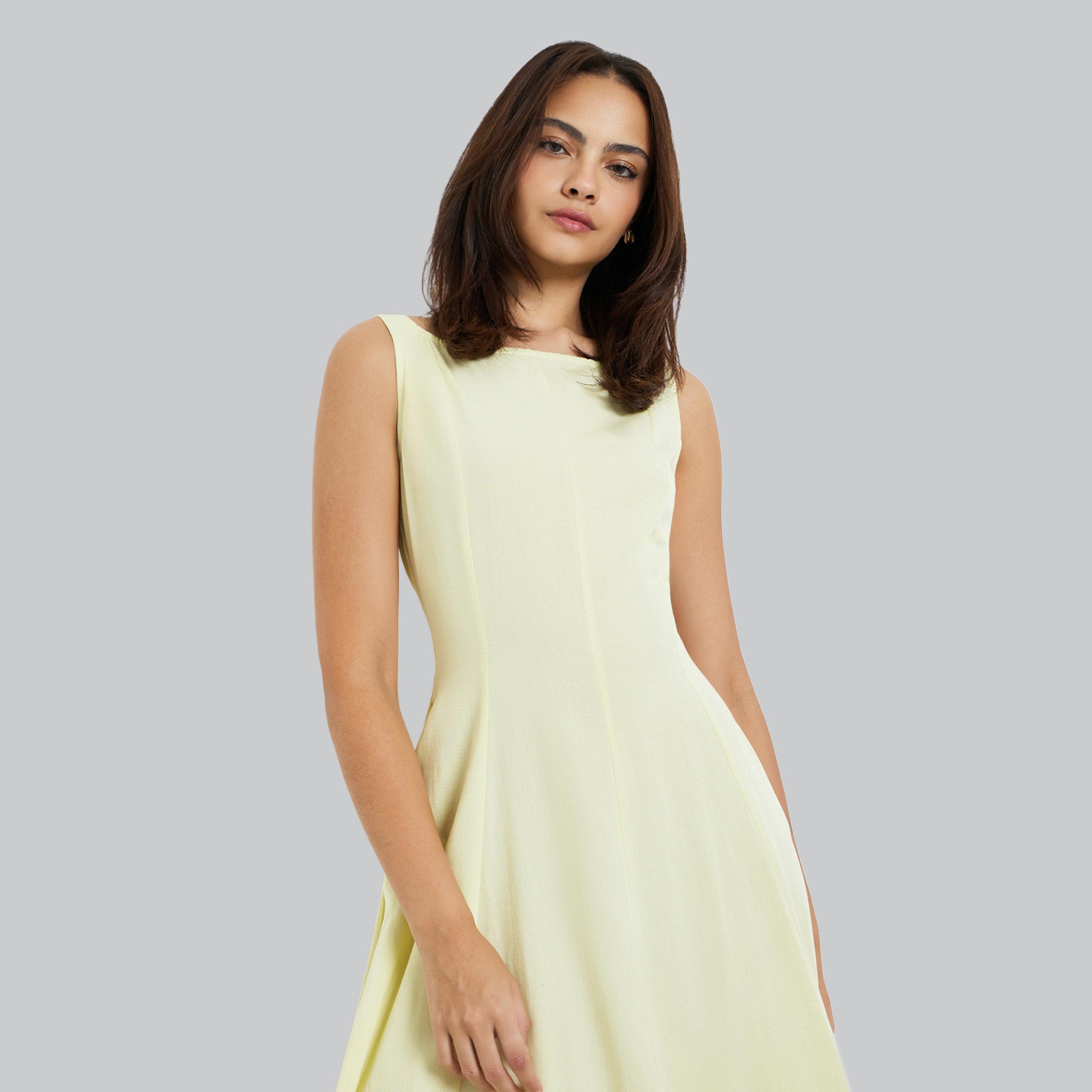 Styli Yellow Sleeveless A-Line Maxi Dress-women-clothing-dresses-image-2