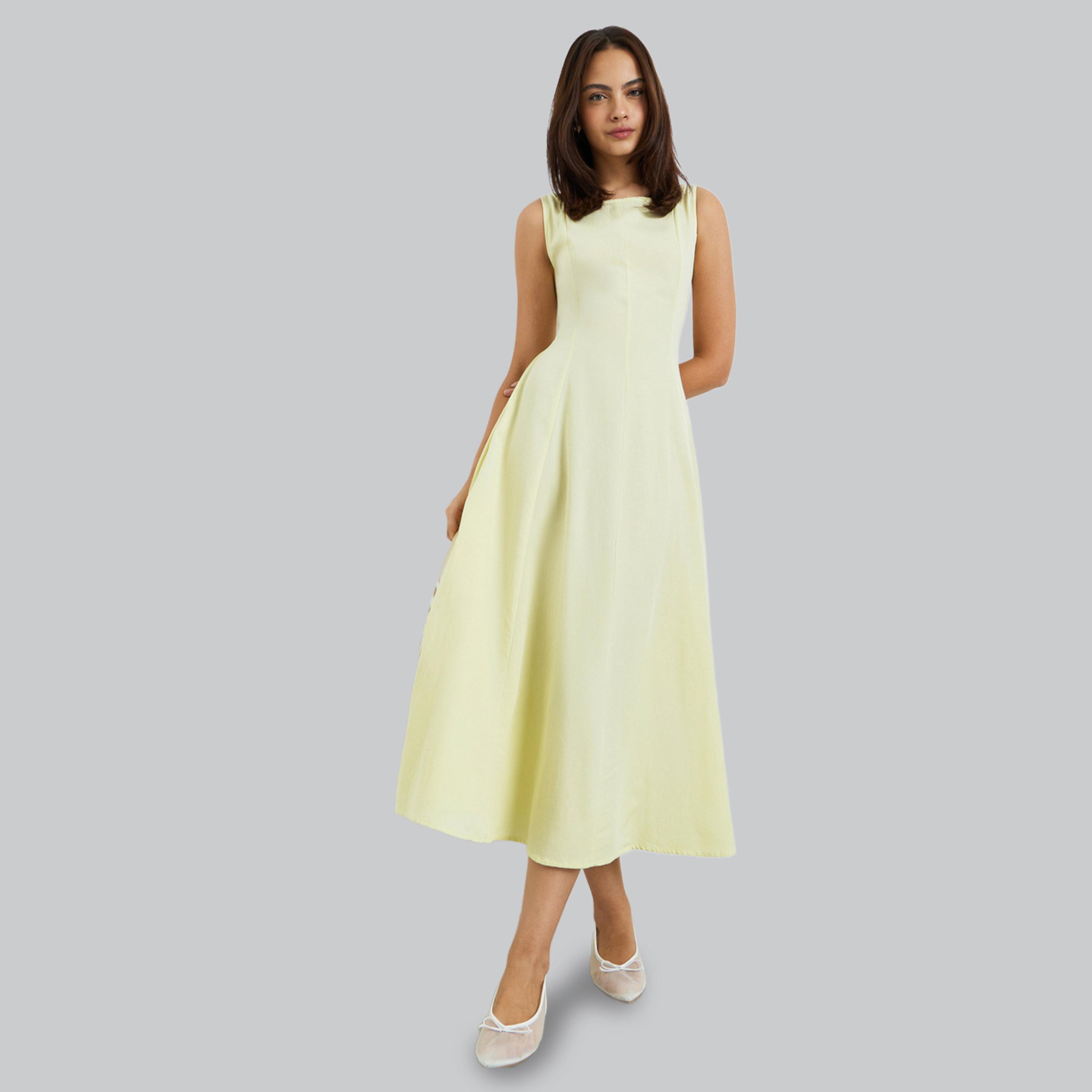 Styli Yellow Sleeveless A-Line Maxi Dress-women-clothing-dresses-image-3