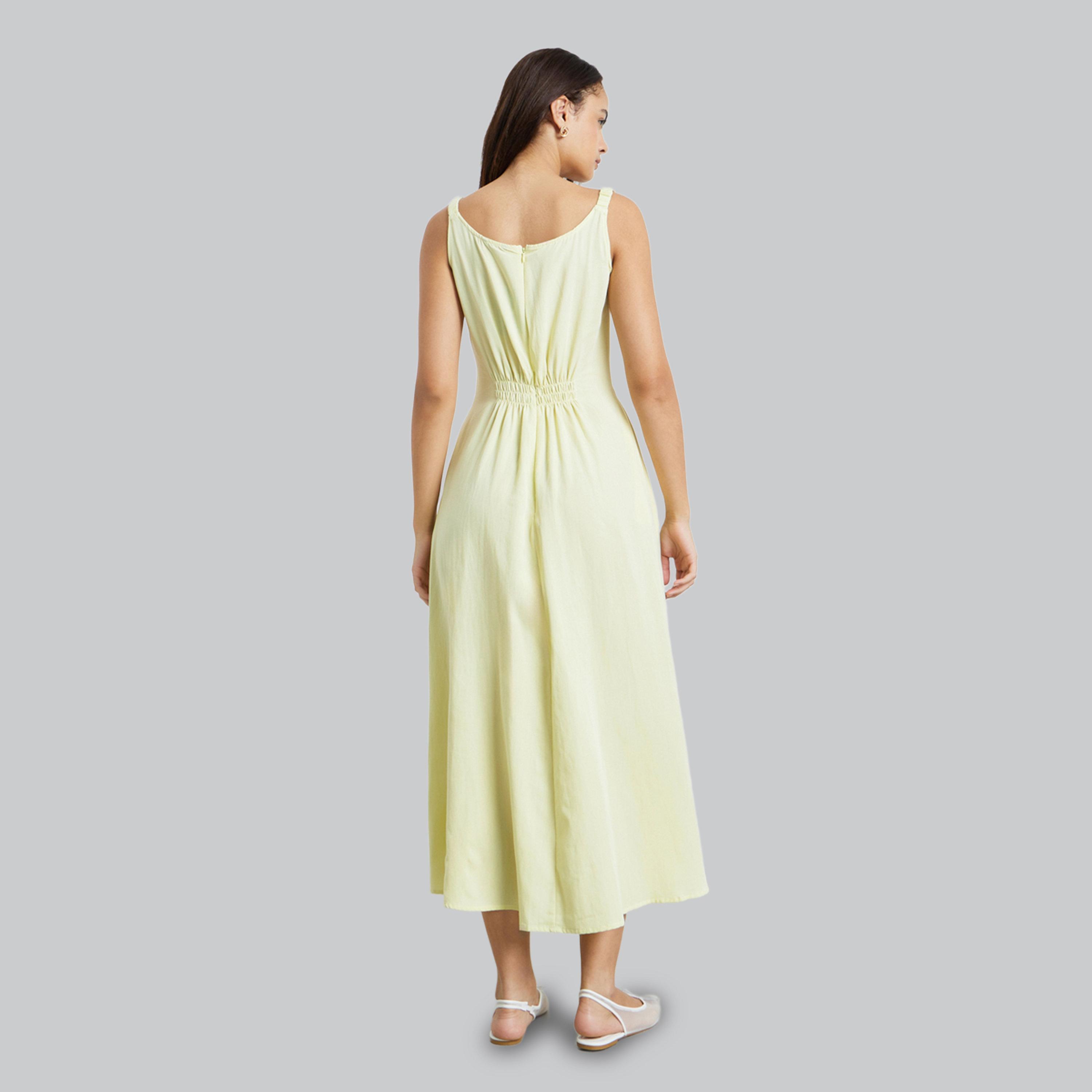 Styli Yellow Sleeveless A-Line Maxi Dress-women-clothing-dresses-image-4