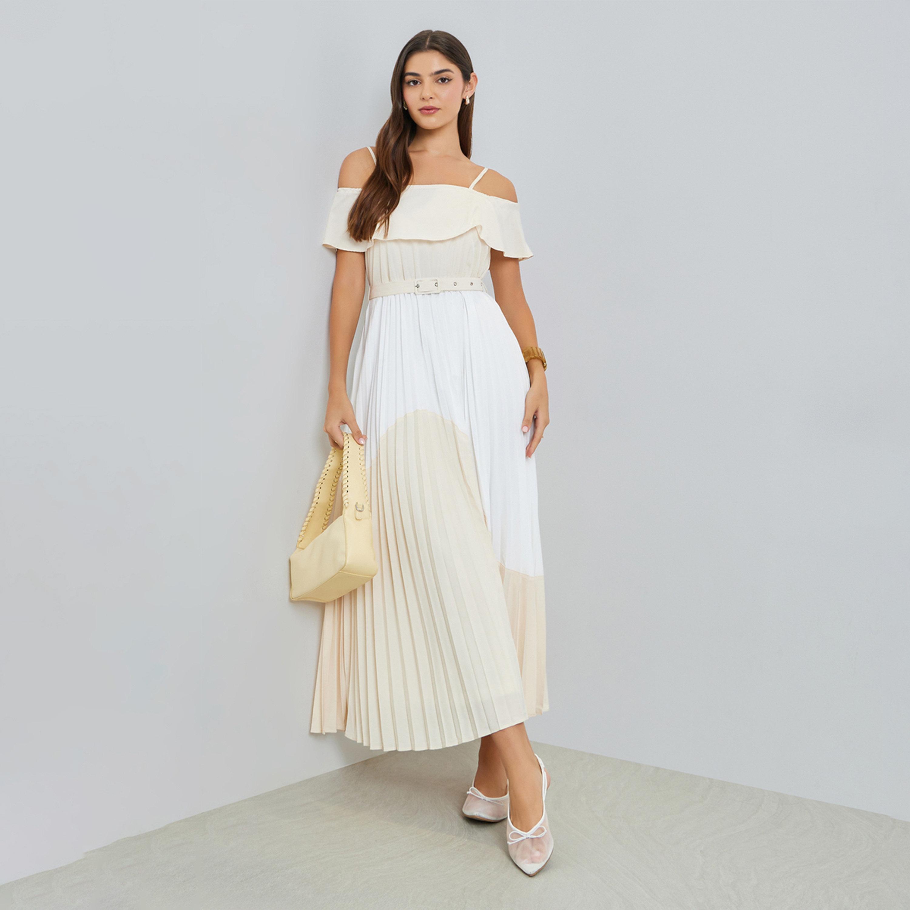 Styli Color Block Strappy Pleated Maxi Dress-women-clothing-dresses-image-1