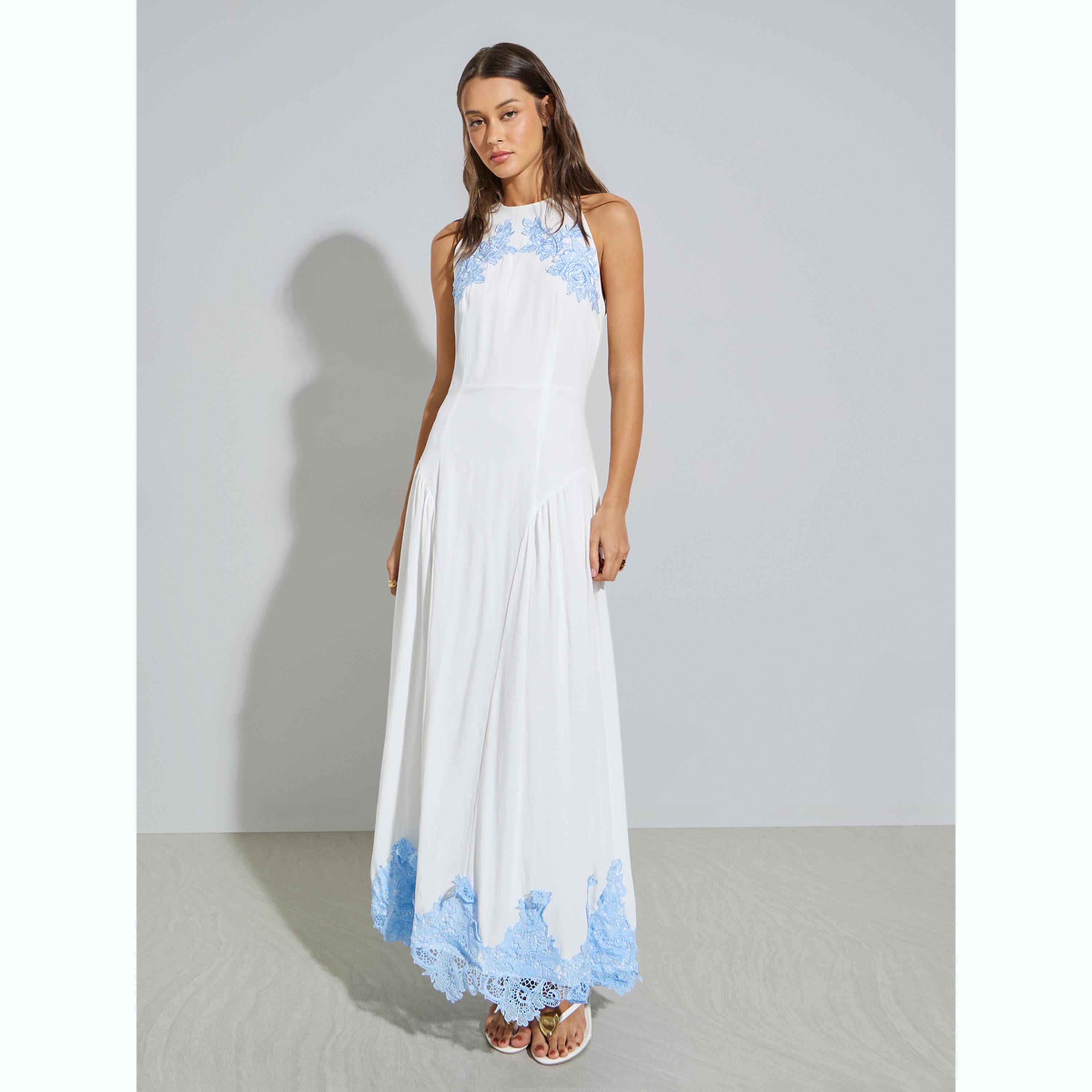 Styli White Lace Insert A-Line Maxi Dress-women-clothing-dresses-image-2