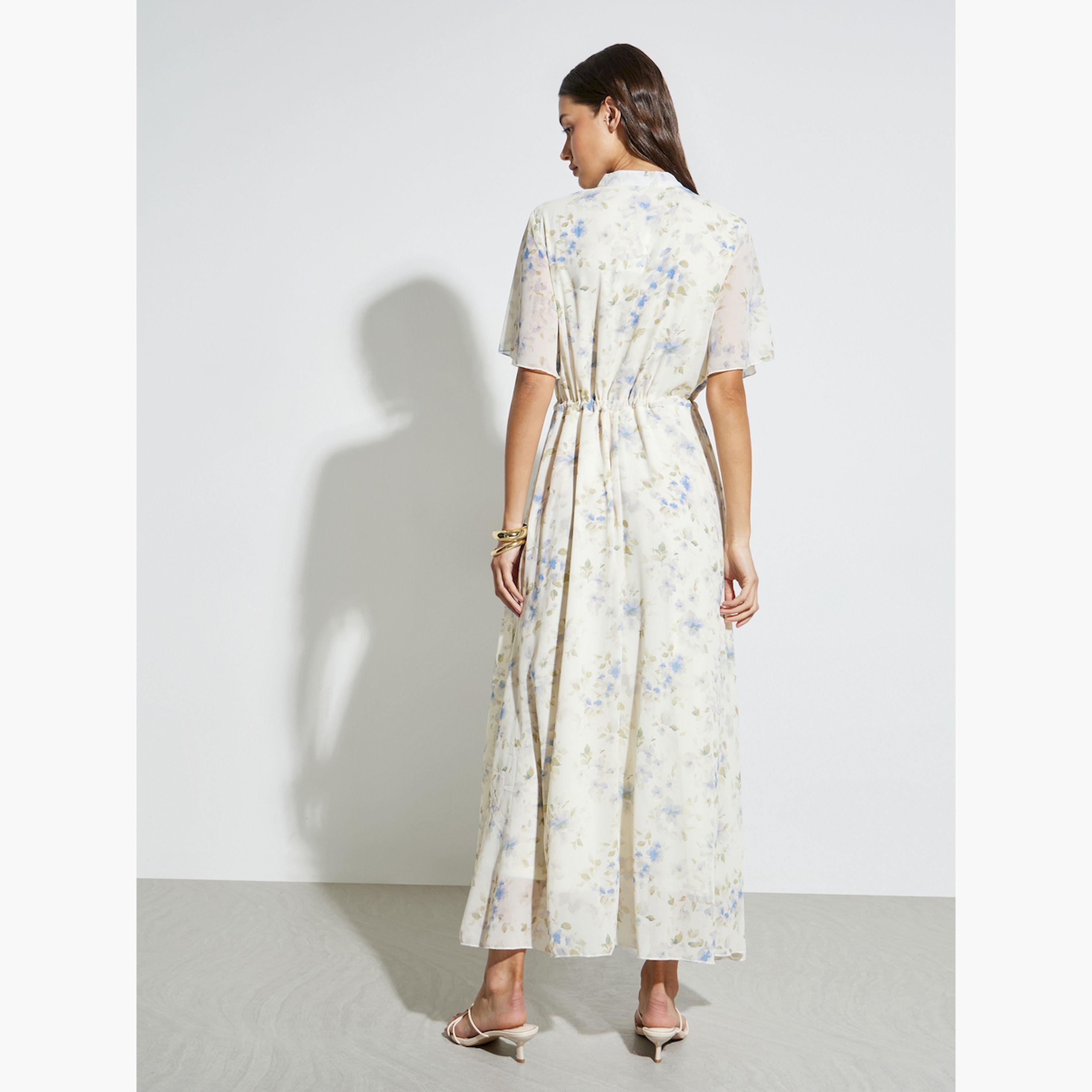 فستان طويل برباط خصر ونقشة زهور أوف وايت-women-clothing-dresses-image-5