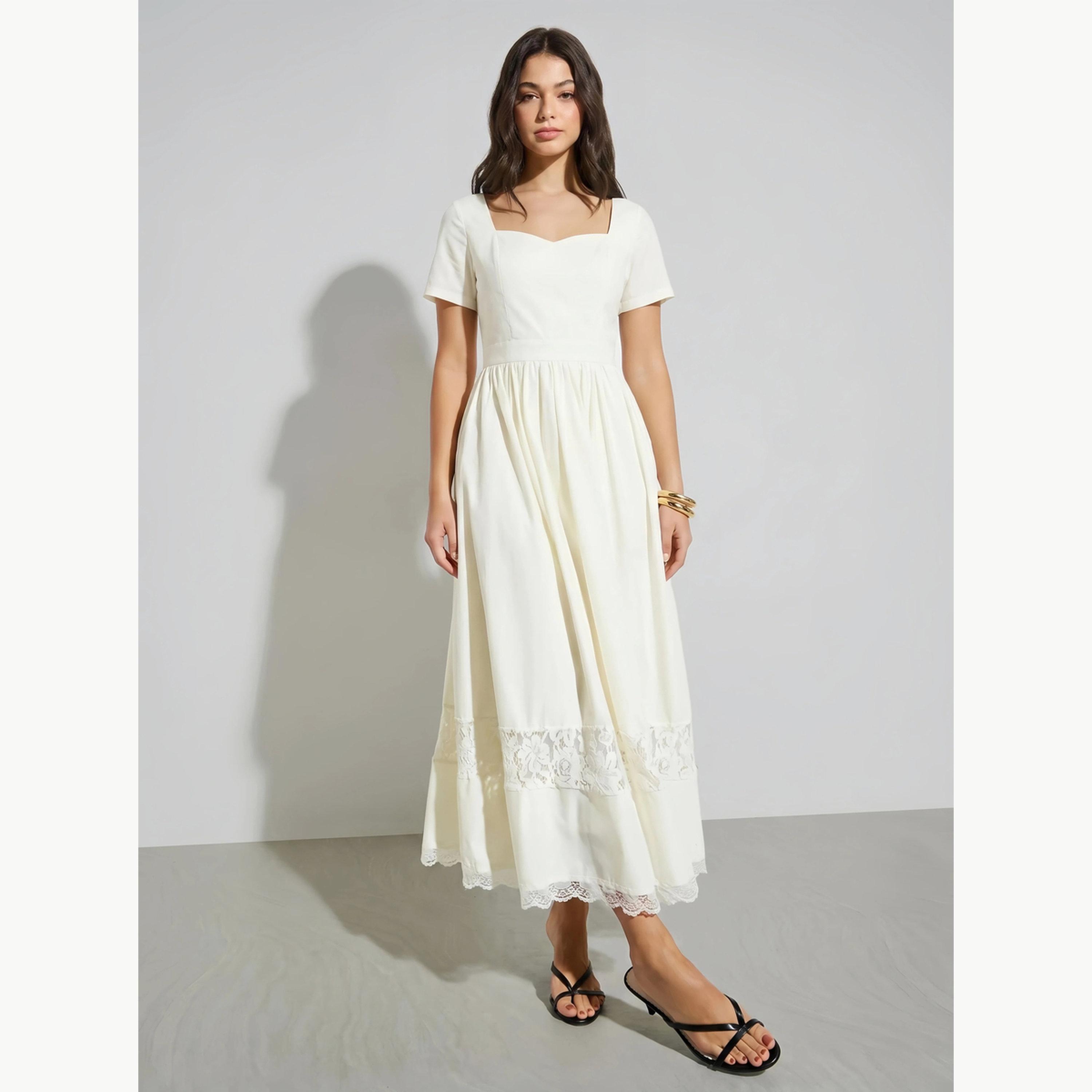 فستان طويل بحافة واسعة وتفاصيل دانتيل-women-clothing-dresses-image-1
