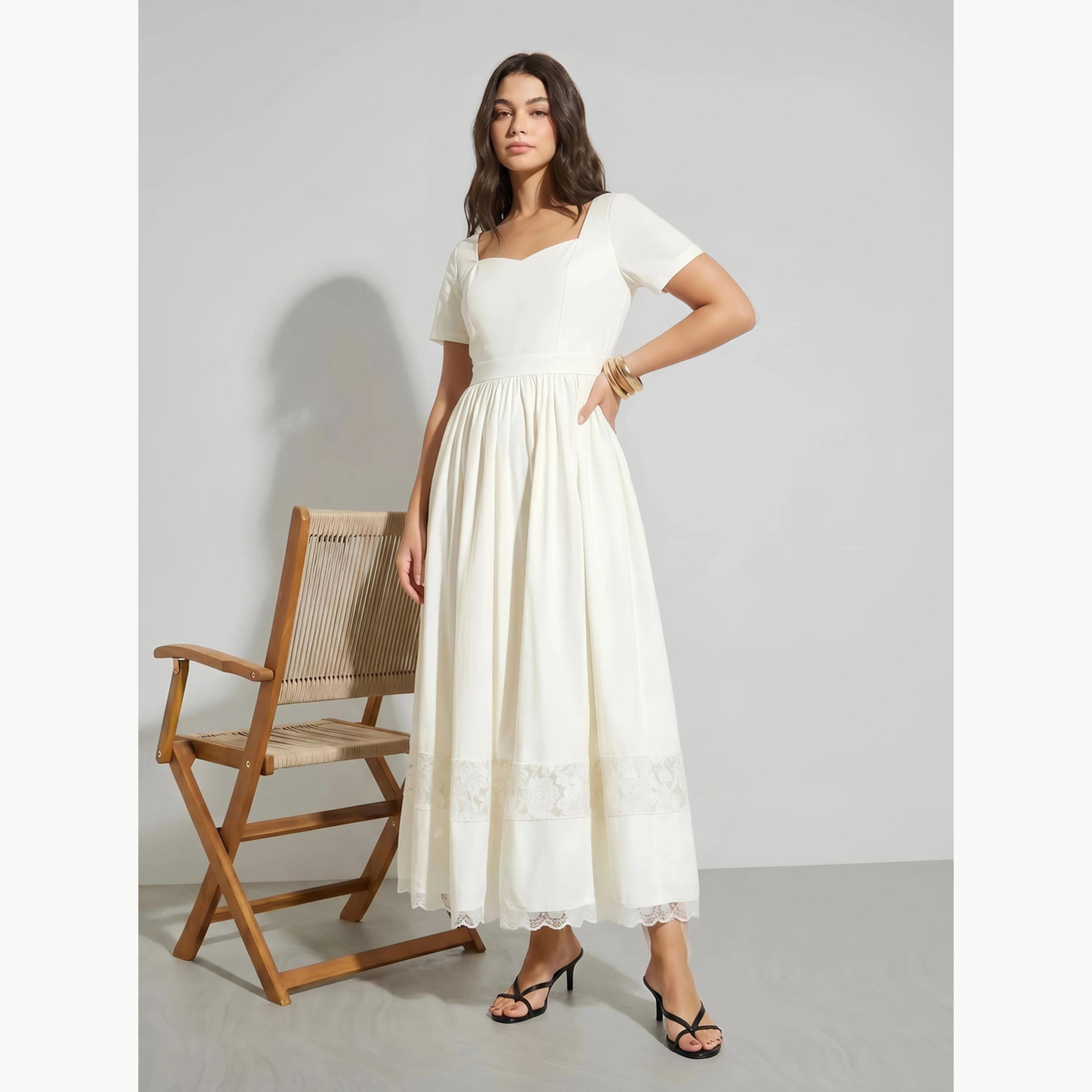 فستان طويل بحافة واسعة وتفاصيل دانتيل-women-clothing-dresses-image-2