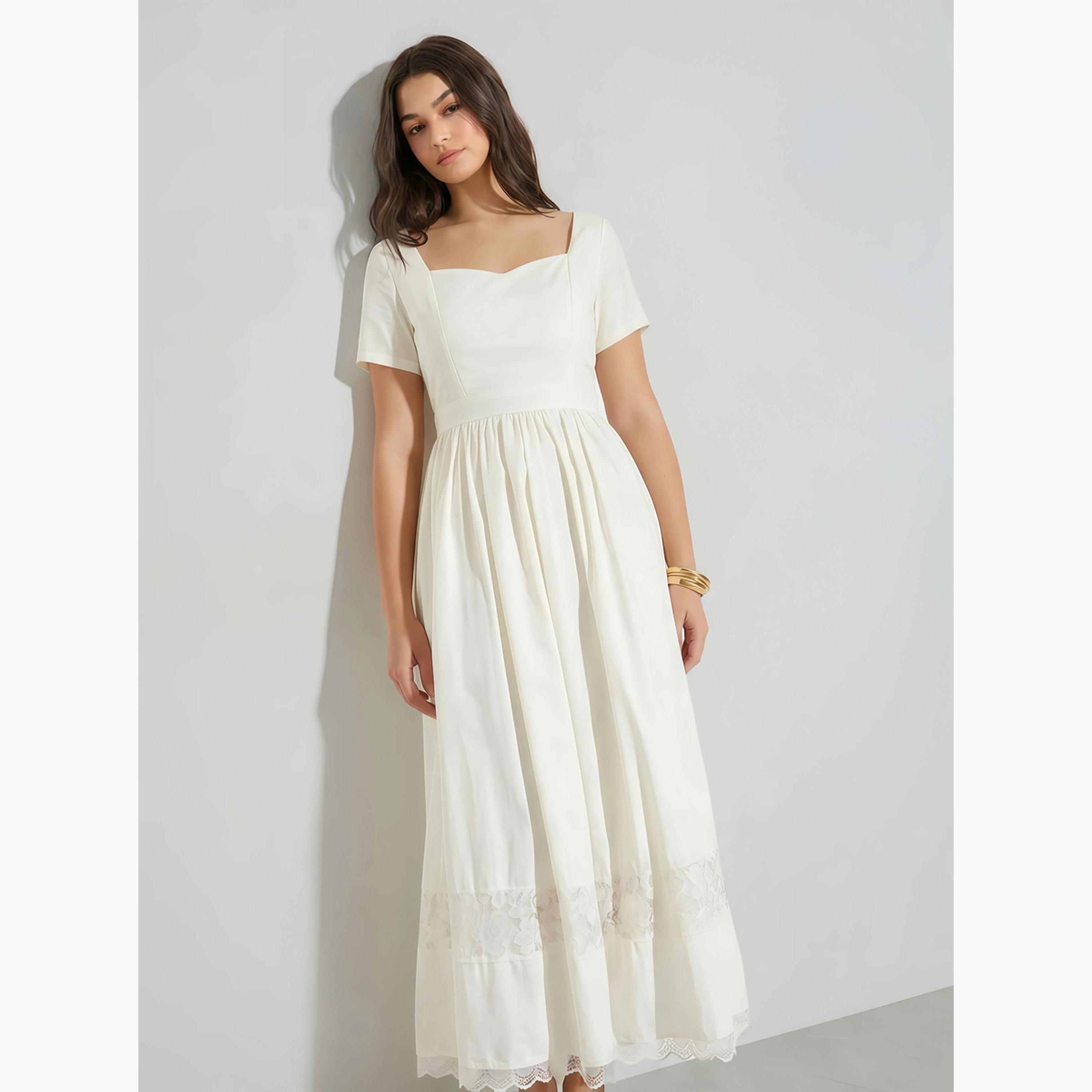 فستان طويل بحافة واسعة وتفاصيل دانتيل-women-clothing-dresses-image-3