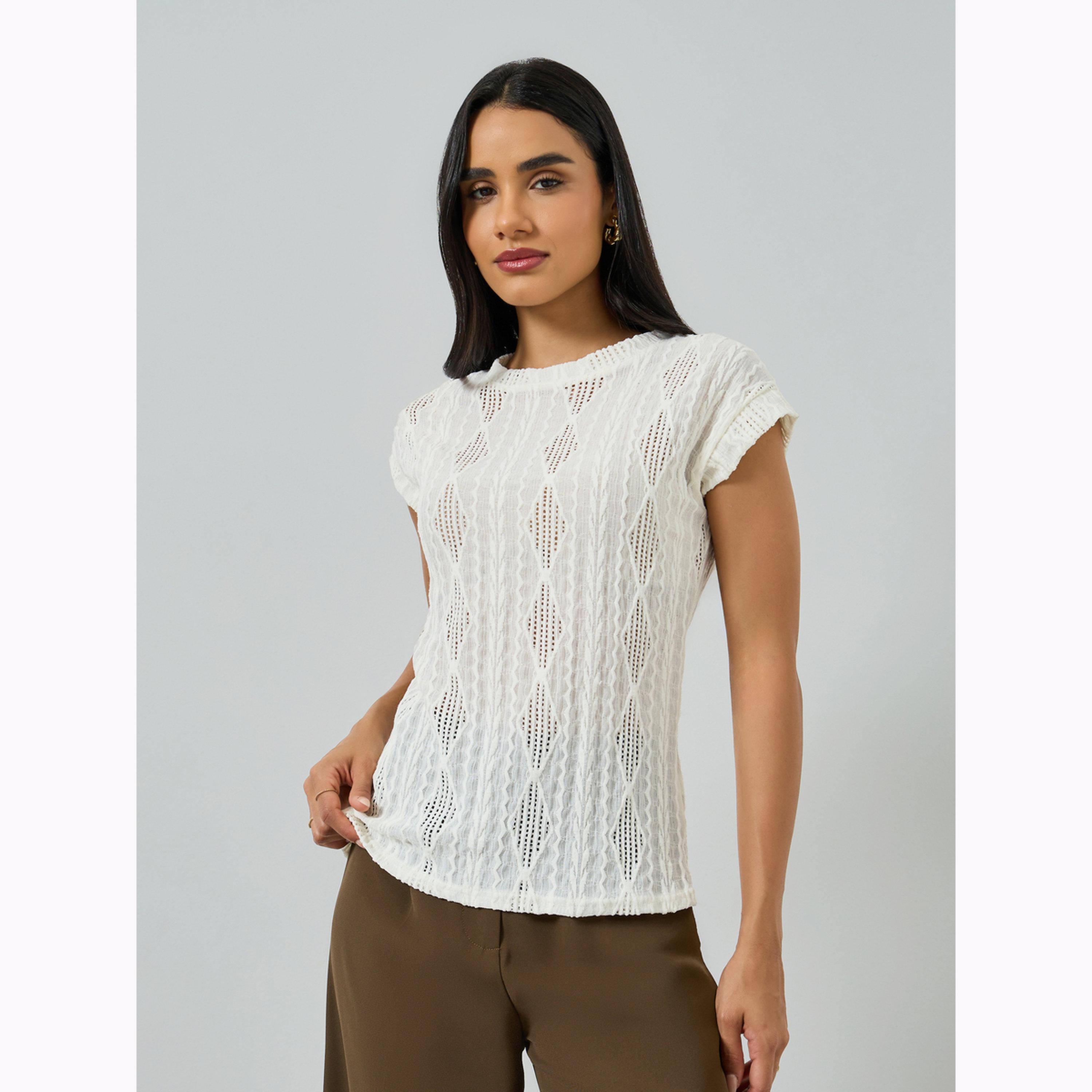 بلوزة محبوكة بأكمام قصيرة-women-clothing-shirtsandblouses-blouses-image-1