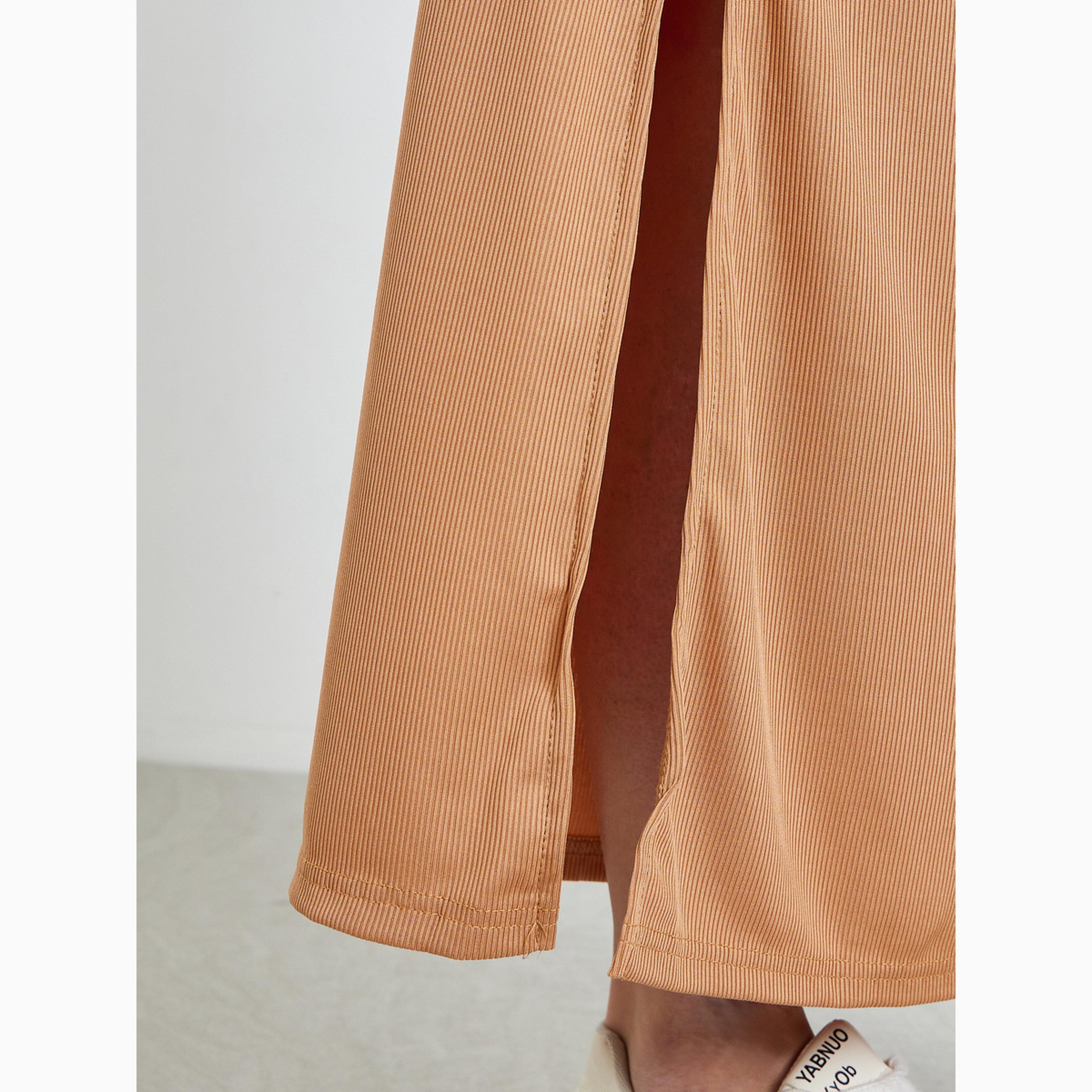 Take Two Brown Bodycon Maxi Skirt with Slit-women-clothing-bottoms-skirts-image-3