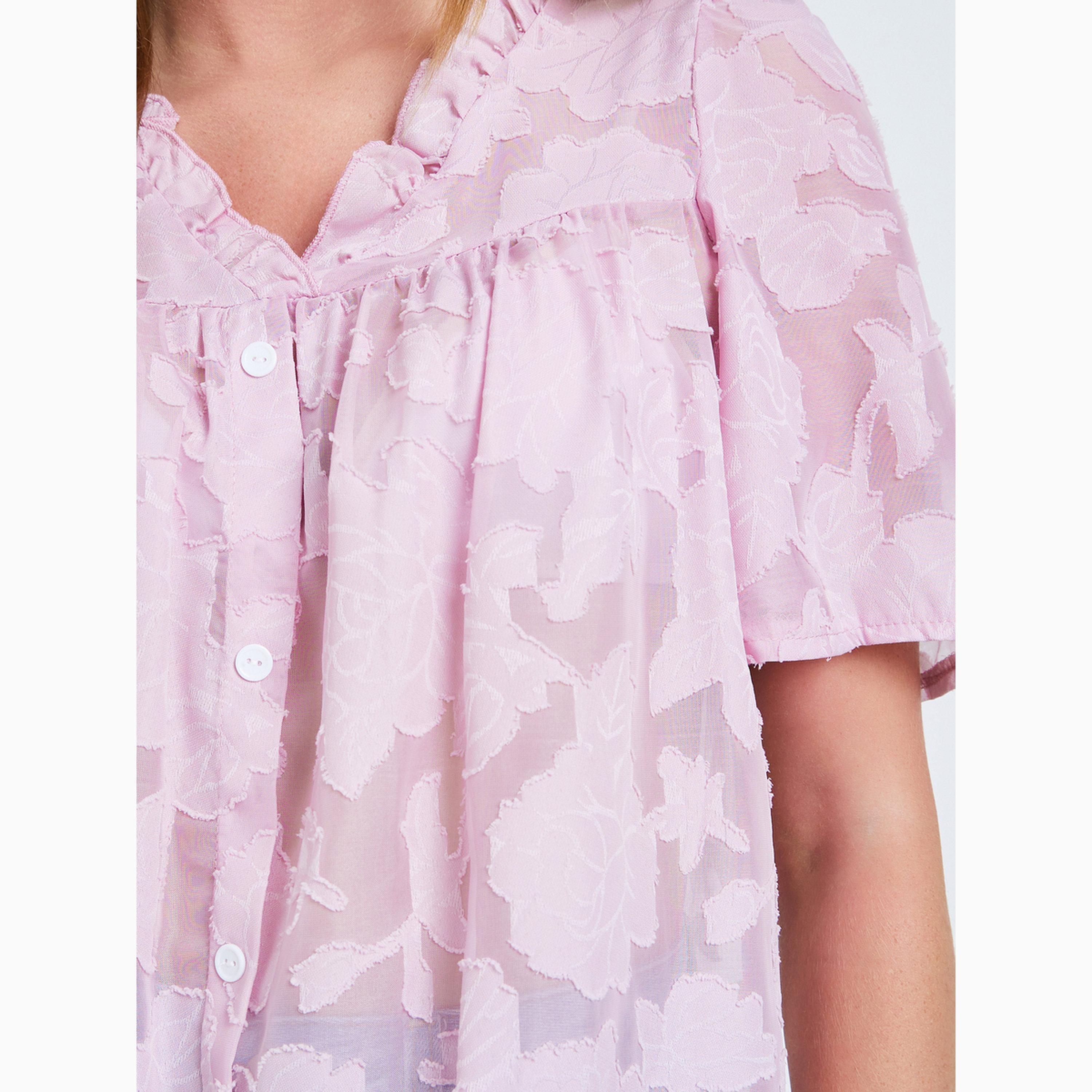 Take Two Purple Burnout V Neck Button Front Top-women-clothing-shirtsandblouses-blouses-image-4