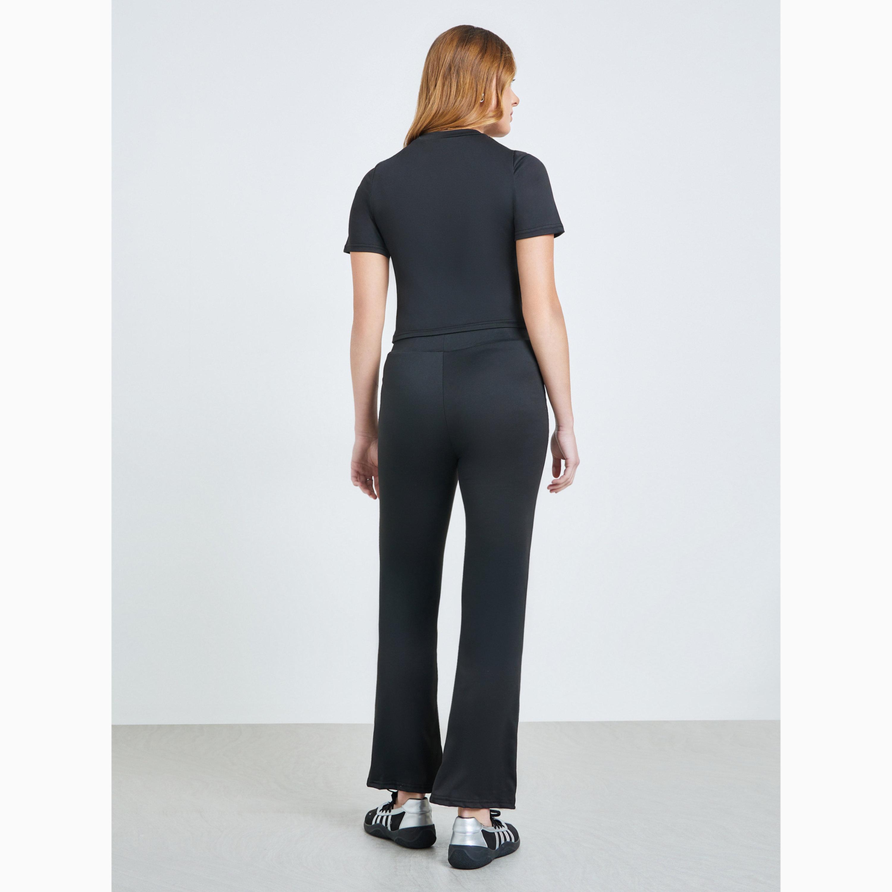 Take Two Black Solid Short Sleeve T-Shirt and Pants Co-Ords-women-clothing-coordsets-image-5