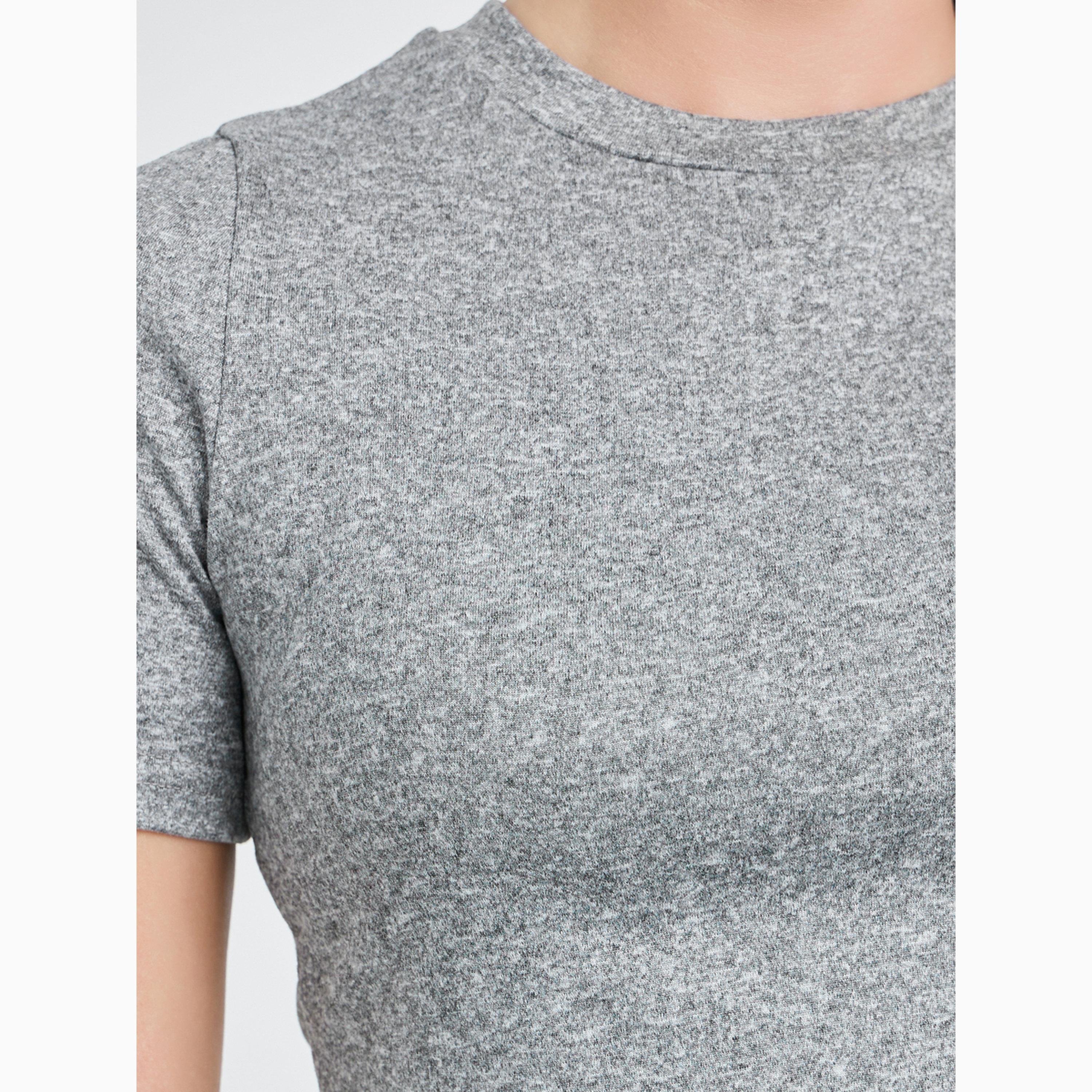 طقم منسق من بنطال وتيشيرت سادة بأكمام قصيرة لون رمادي-women-clothing-coordsets-image-3