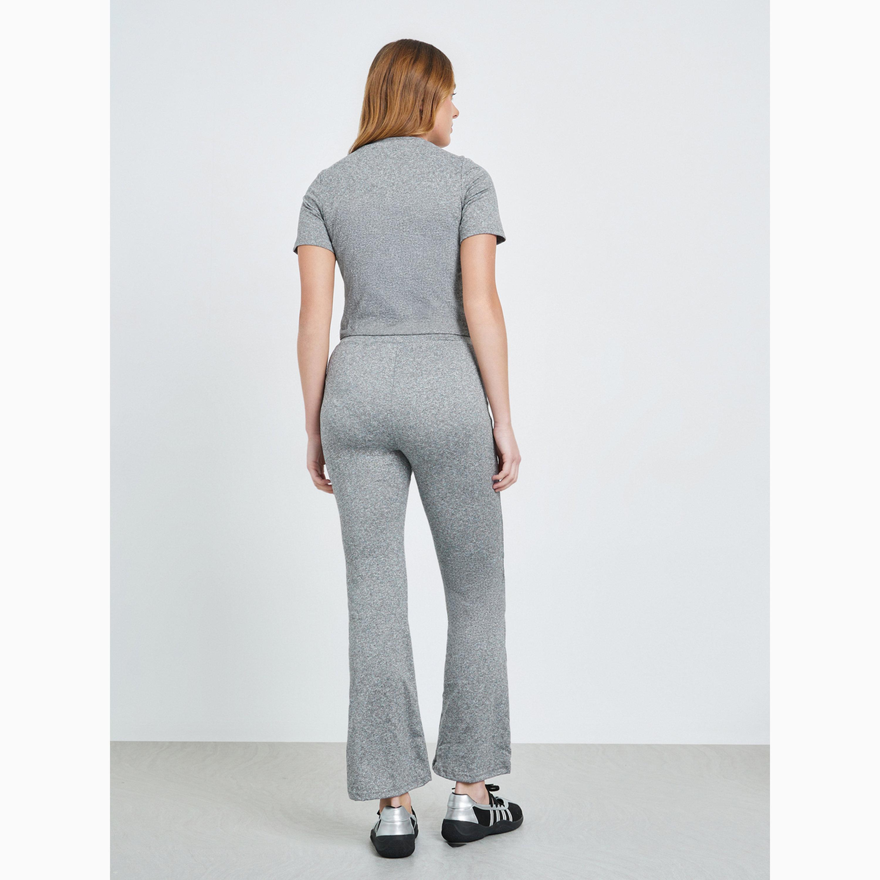 Take Two Grey Solid Short Sleeve T-Shirt and Pants Co-Ords-women-clothing-coordsets-image-5