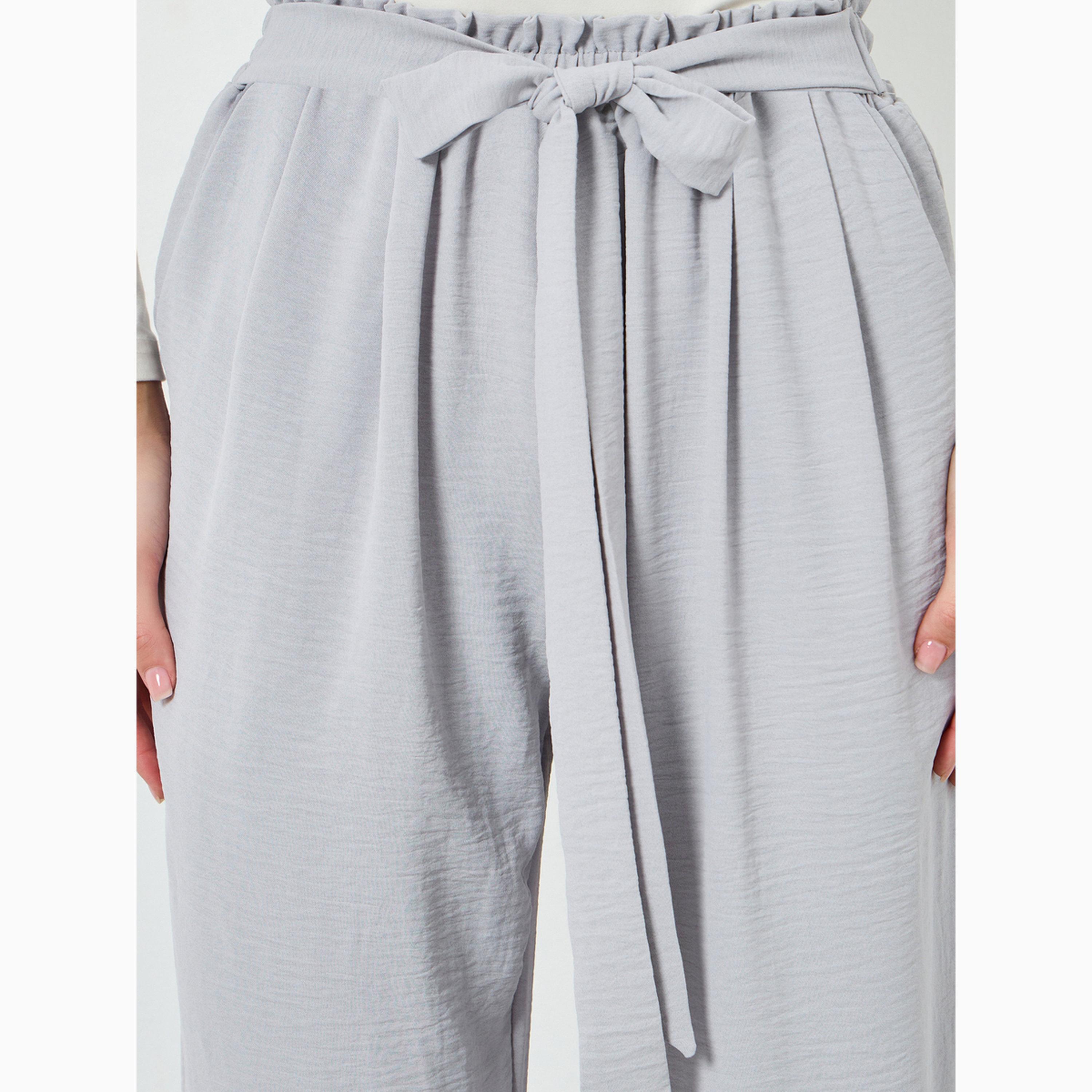 بنطال بأرجل واسعة وخصر برباط-women-clothing-bottoms-joggers-image-3