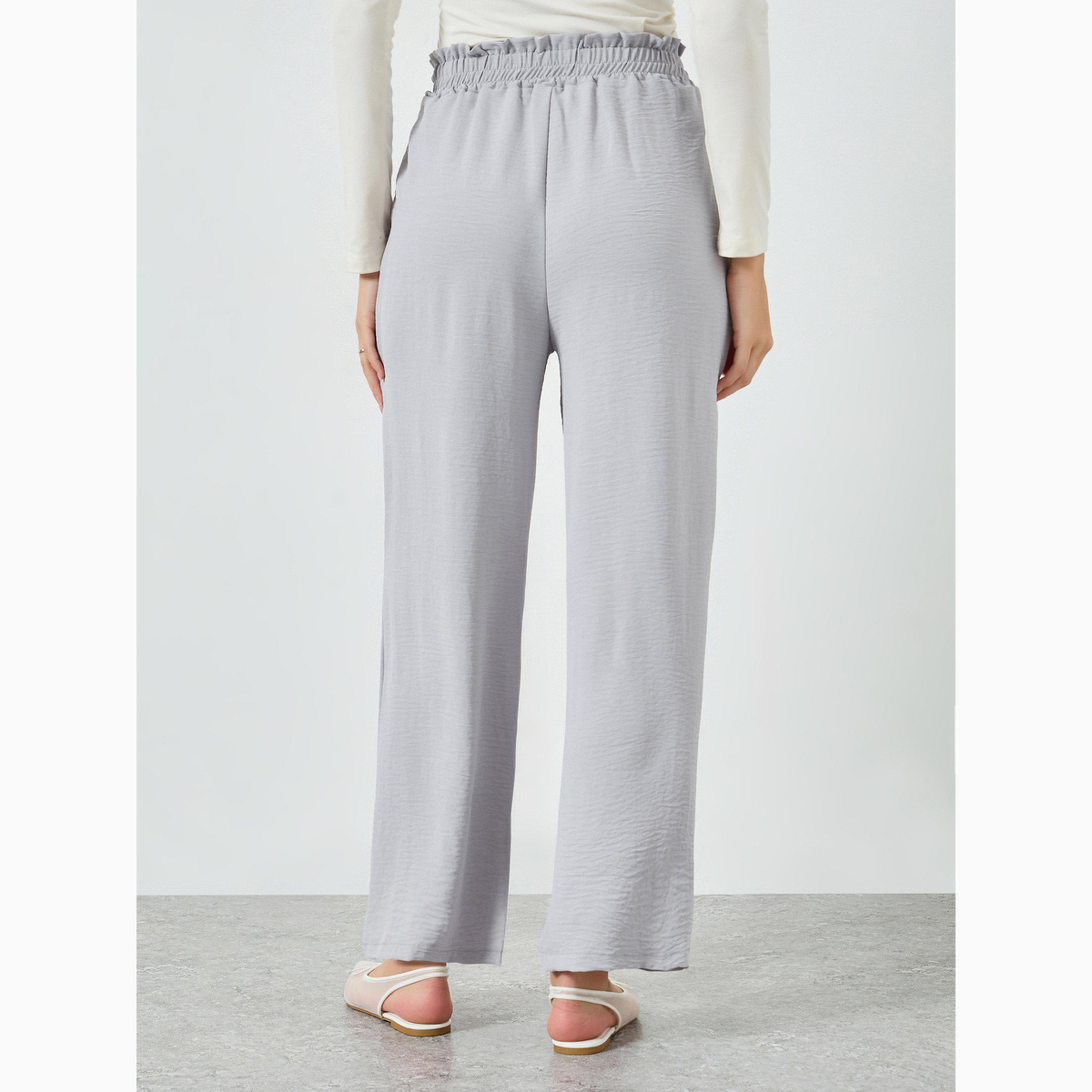 بنطال بأرجل واسعة وخصر برباط-women-clothing-bottoms-joggers-image-4