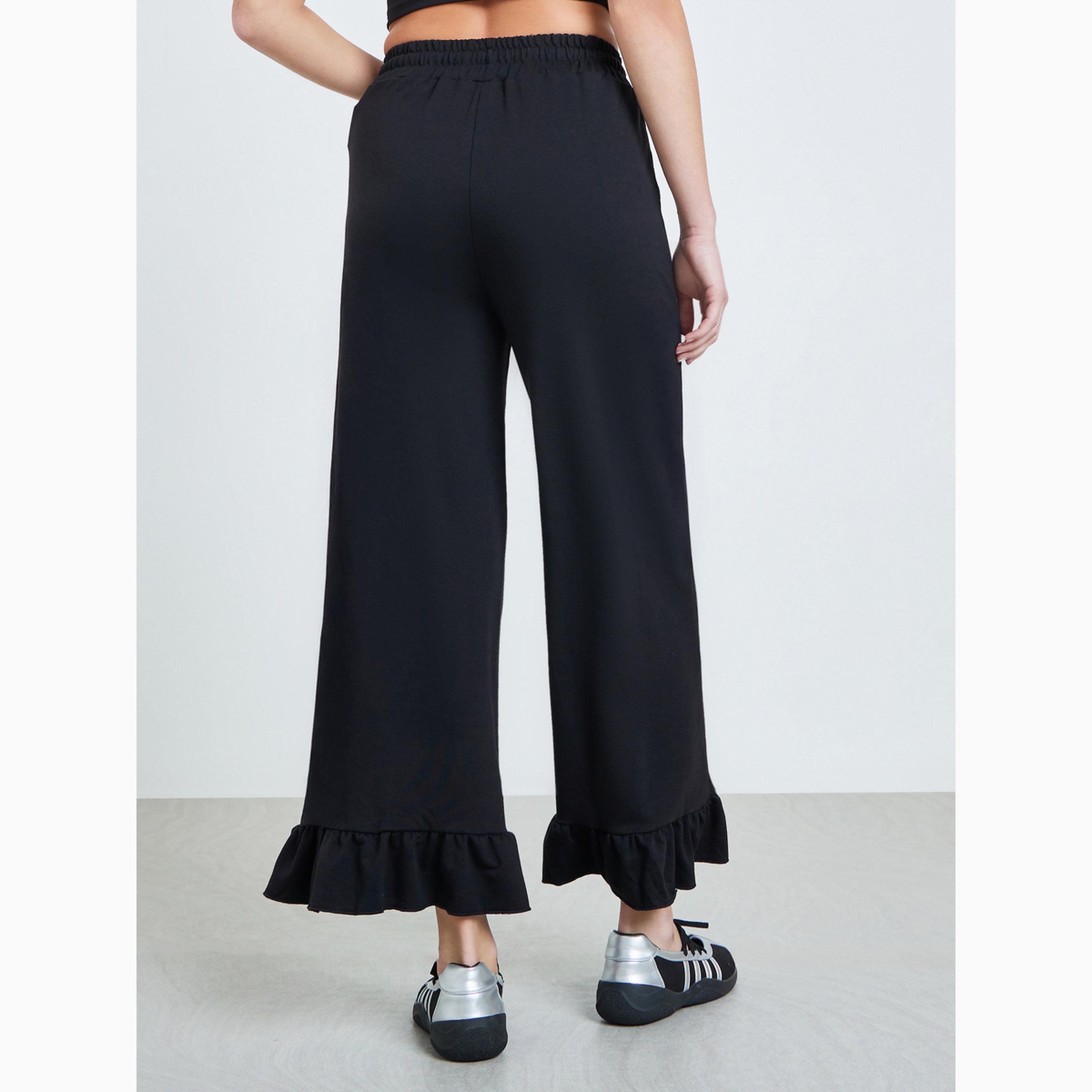 بنطال بأرجل واسعة وحافة بكشكش-women-clothing-bottoms-joggers-image-4