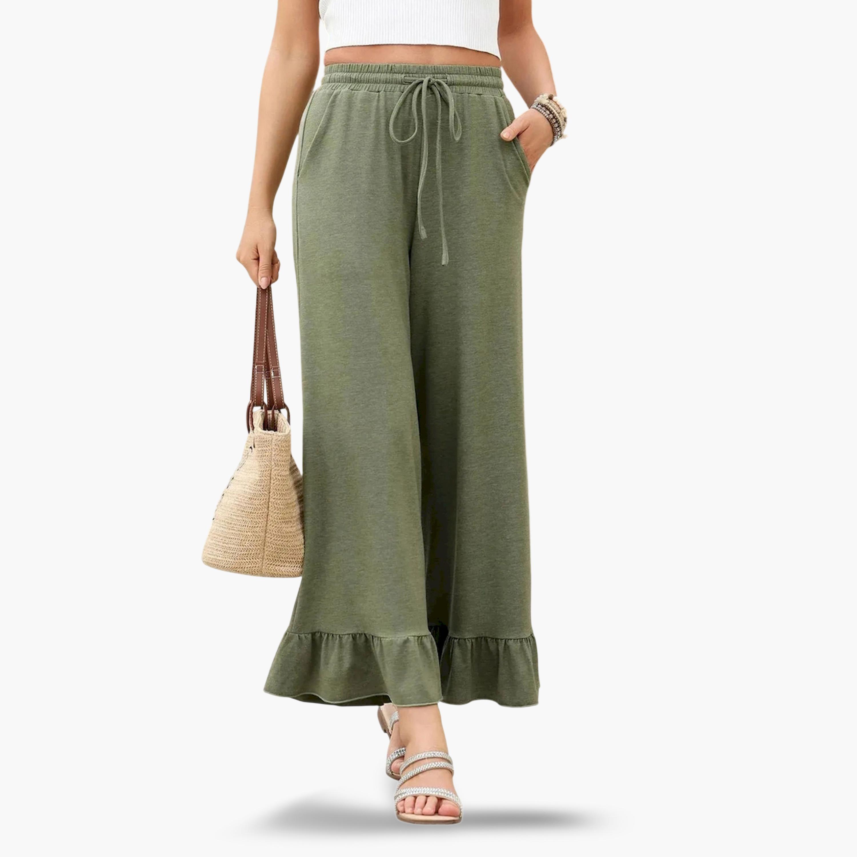 بنطال بأرجل واسعة وحافة بكشكشة-women-clothing-bottoms-joggers-image-1