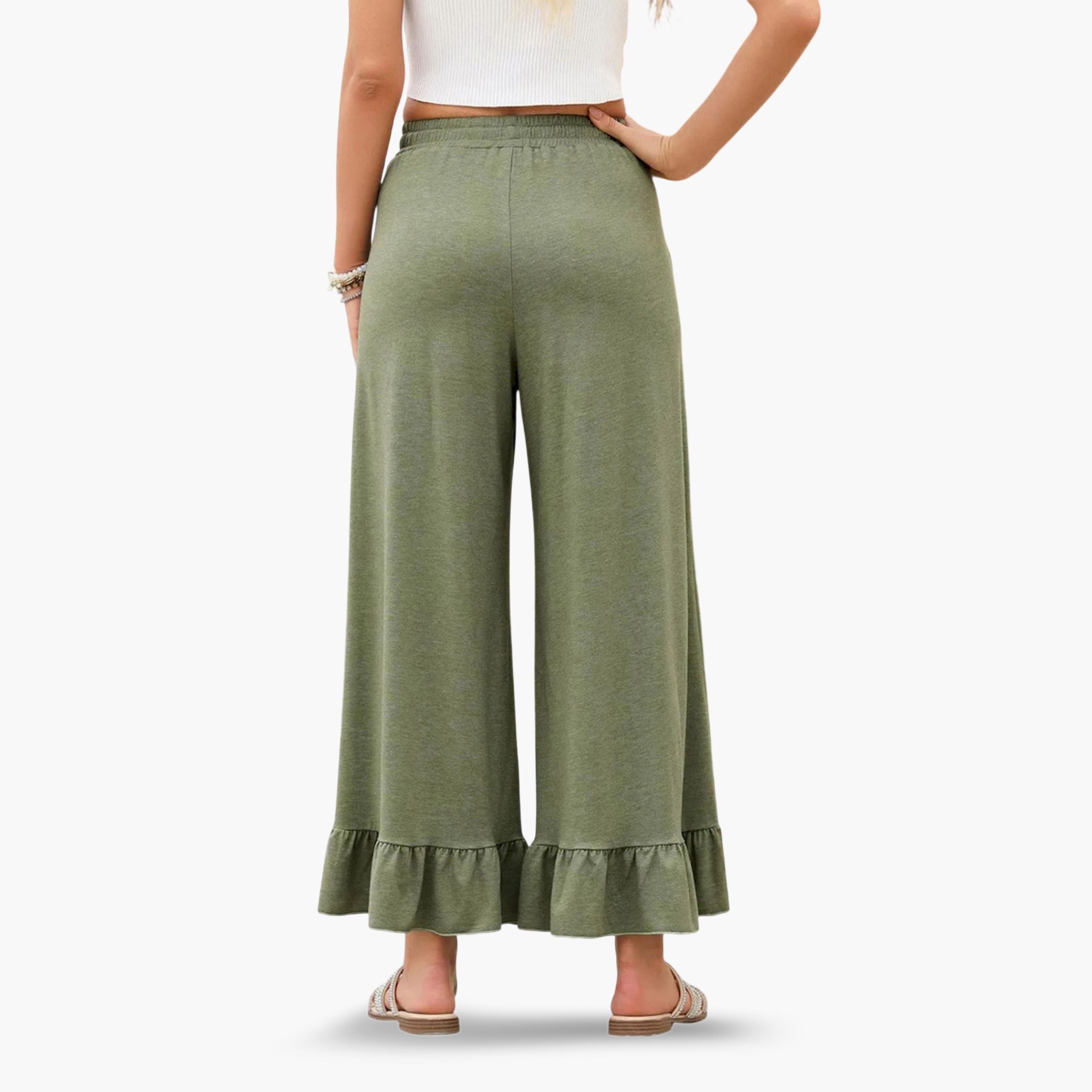 بنطال بأرجل واسعة وحافة بكشكشة-women-clothing-bottoms-joggers-image-2