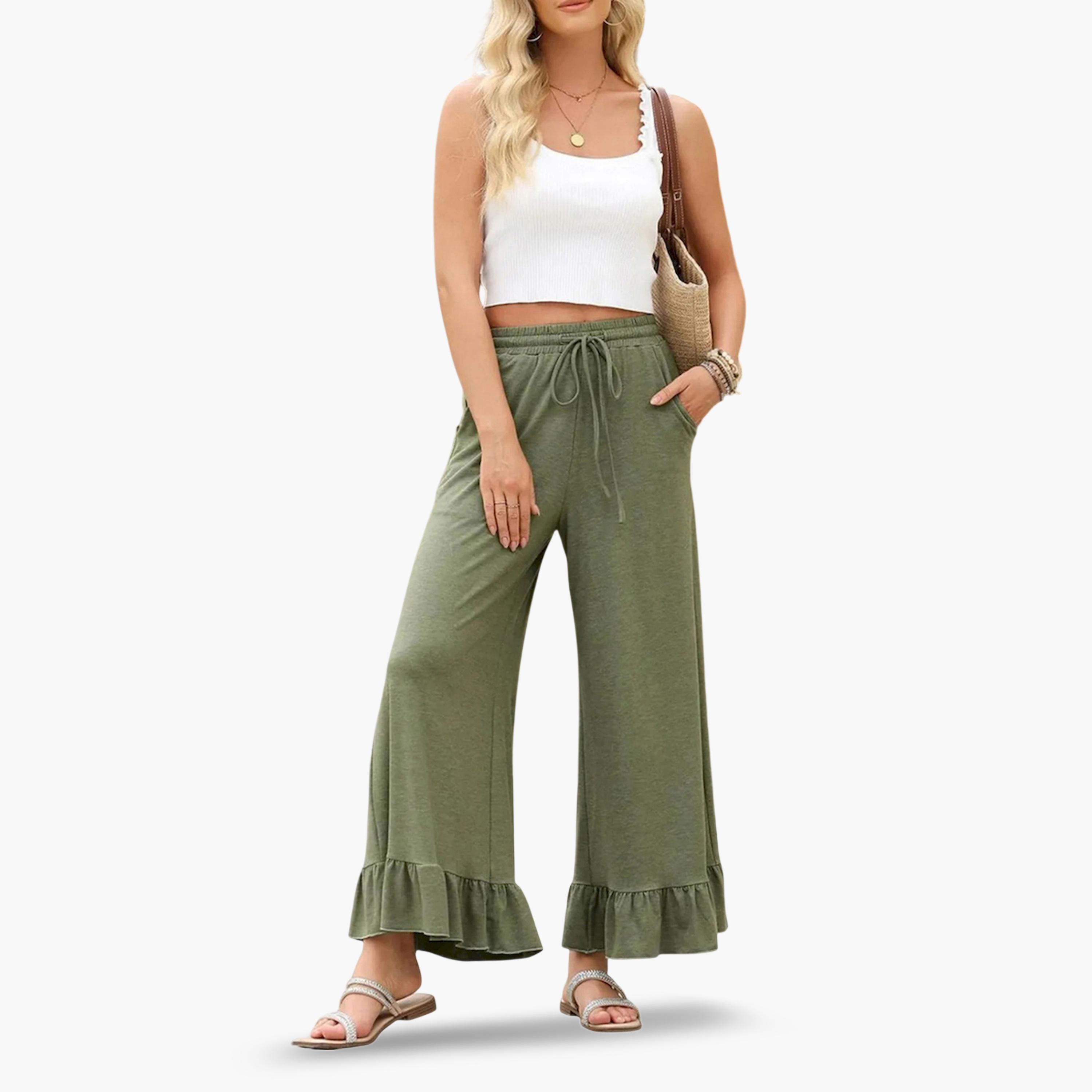 بنطال بأرجل واسعة وحافة بكشكشة-women-clothing-bottoms-joggers-image-5