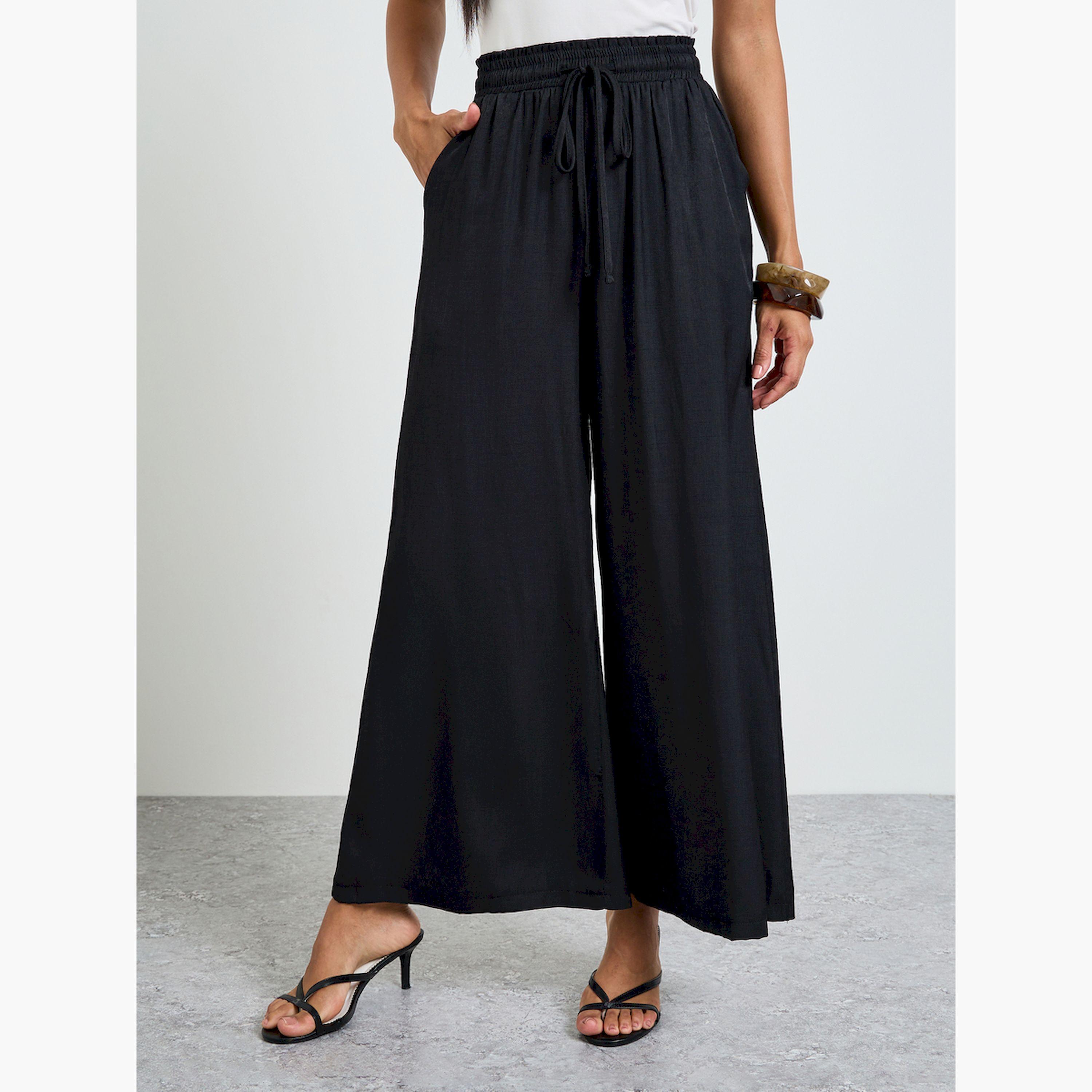بنطال بأرجل واسعة فضفاض بخصر مرتفع-women-clothing-bottoms-joggers-image-1