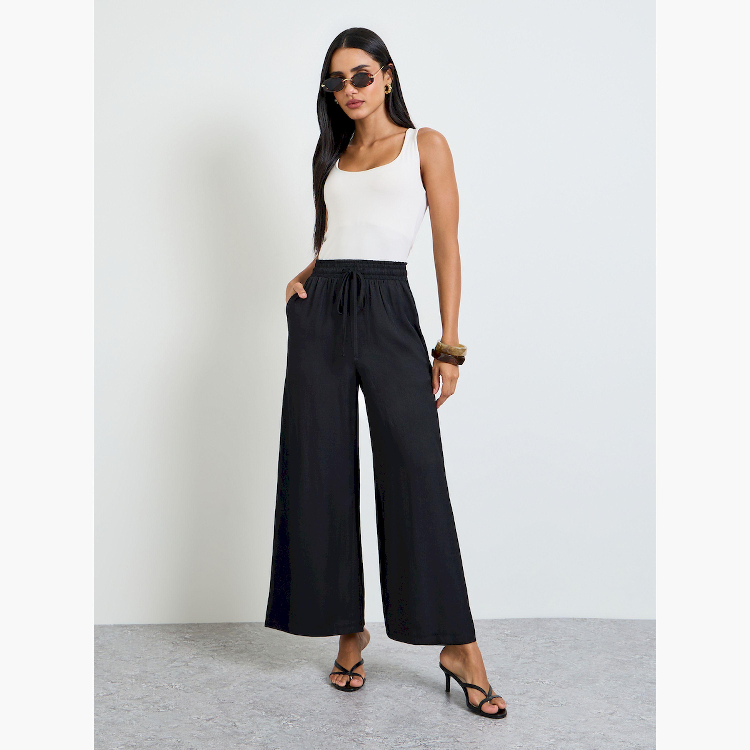 بنطال بأرجل واسعة فضفاض بخصر مرتفع-women-clothing-bottoms-joggers-image-2