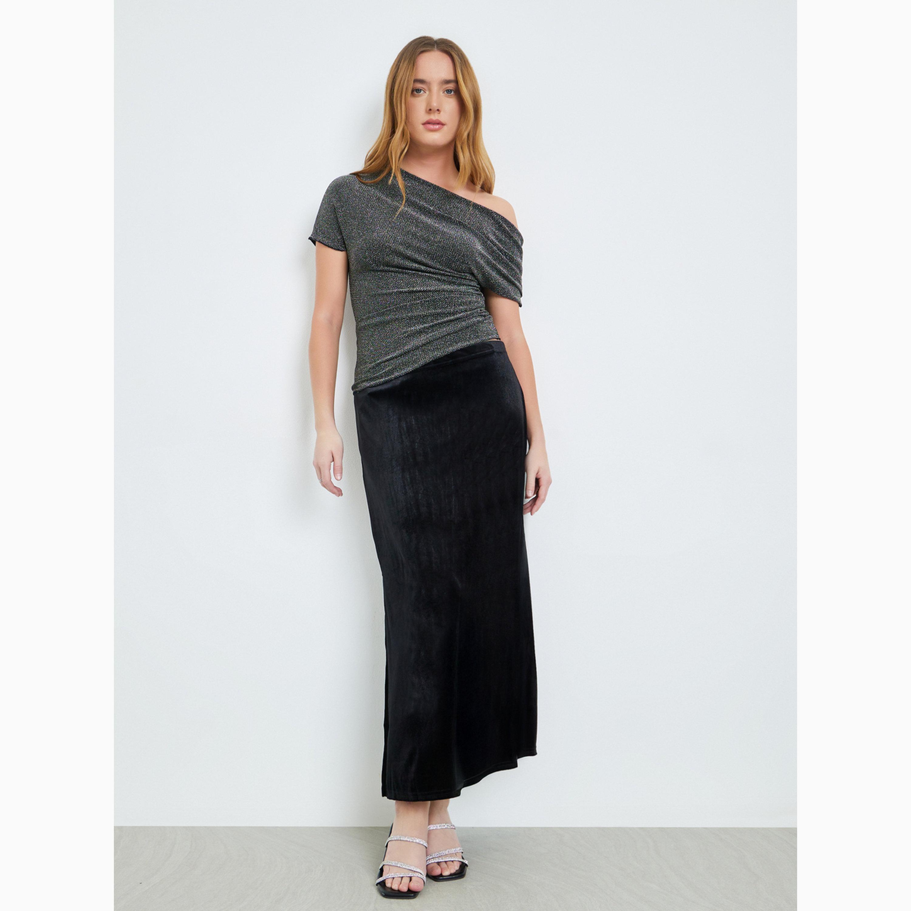 Take Two Black Velvet Bodycon Midi Skirt-women-clothing-bottoms-skirts-image-2