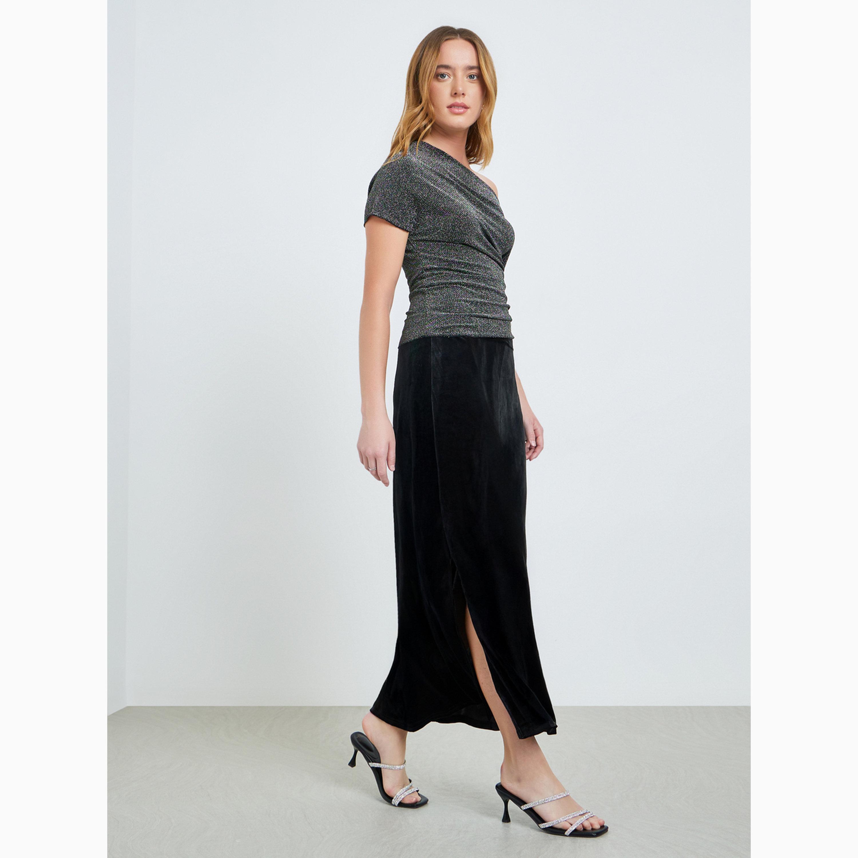 تنورة ميدي ضيقة بمظهر مخملي-women-clothing-bottoms-skirts-image-3
