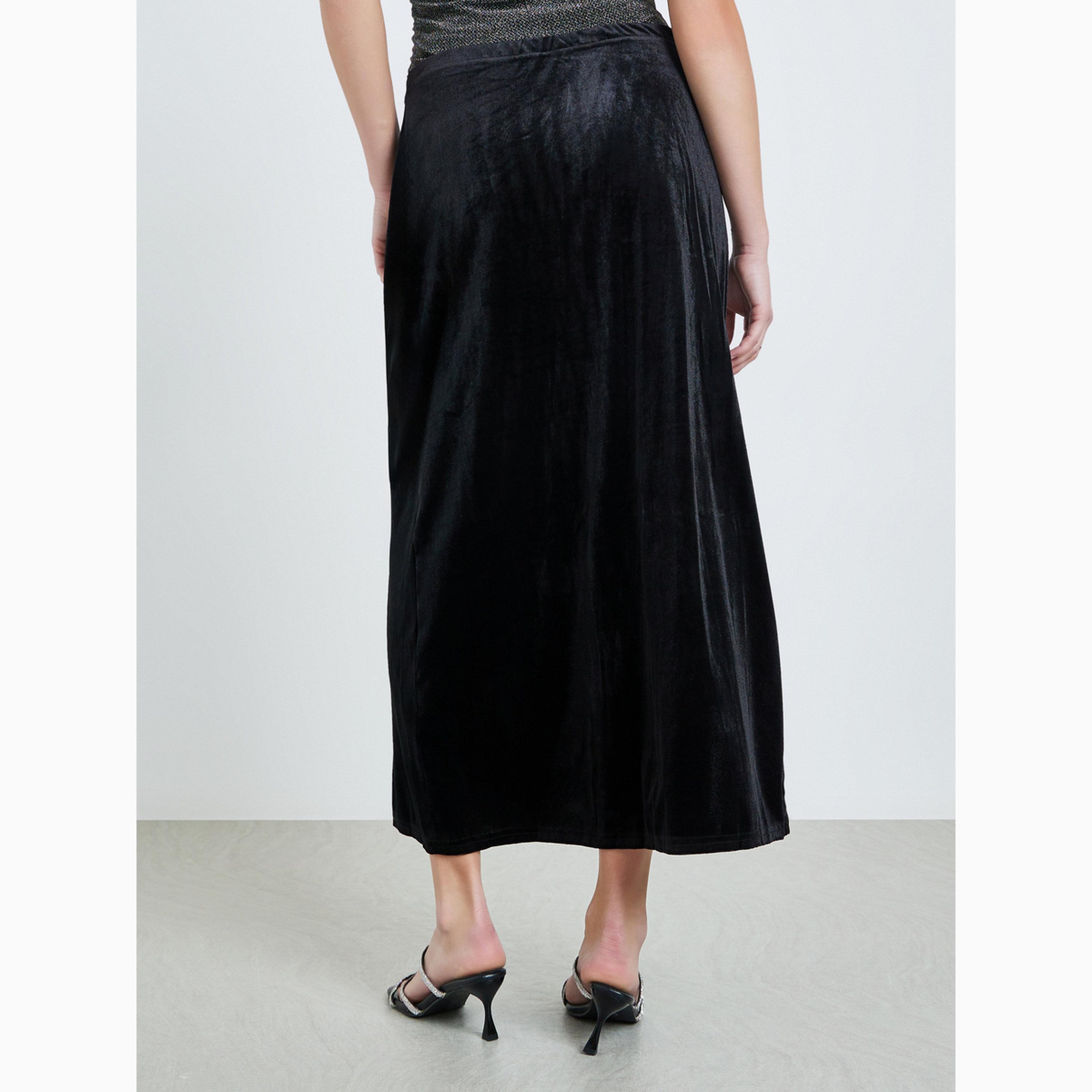 تنورة ميدي ضيقة بمظهر مخملي-women-clothing-bottoms-skirts-image-5