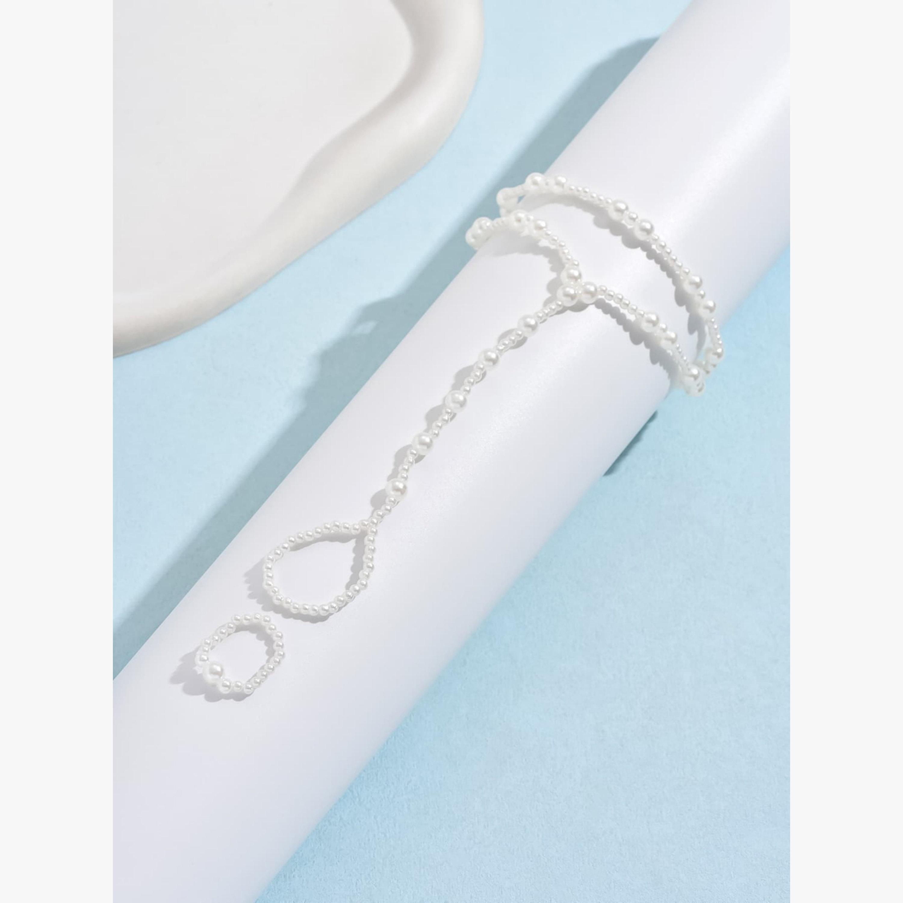 خلخال وخاتم إصبع لؤلؤ صناعي بتصميم طبقات-women-watchesandjewellery-jewellery-jewellerysets-image-3