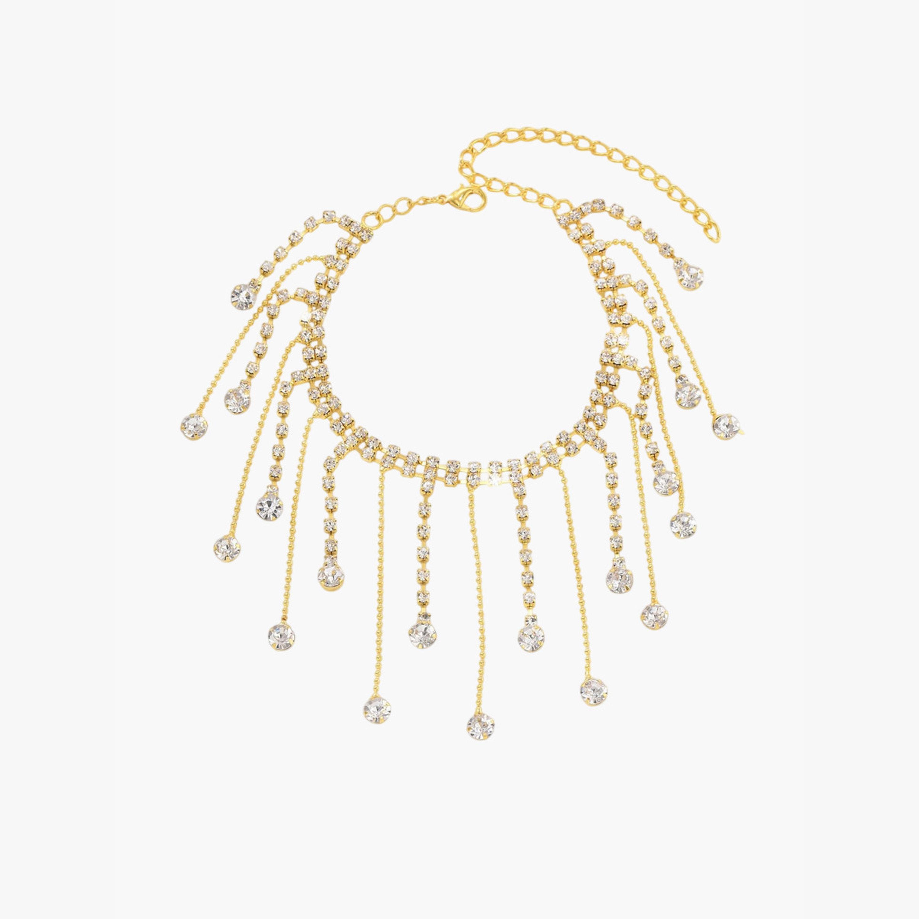 Take Two Embellished Anklet with Tassel Pendants-women-watchesandjewellery-jewellery-anklets-image-1