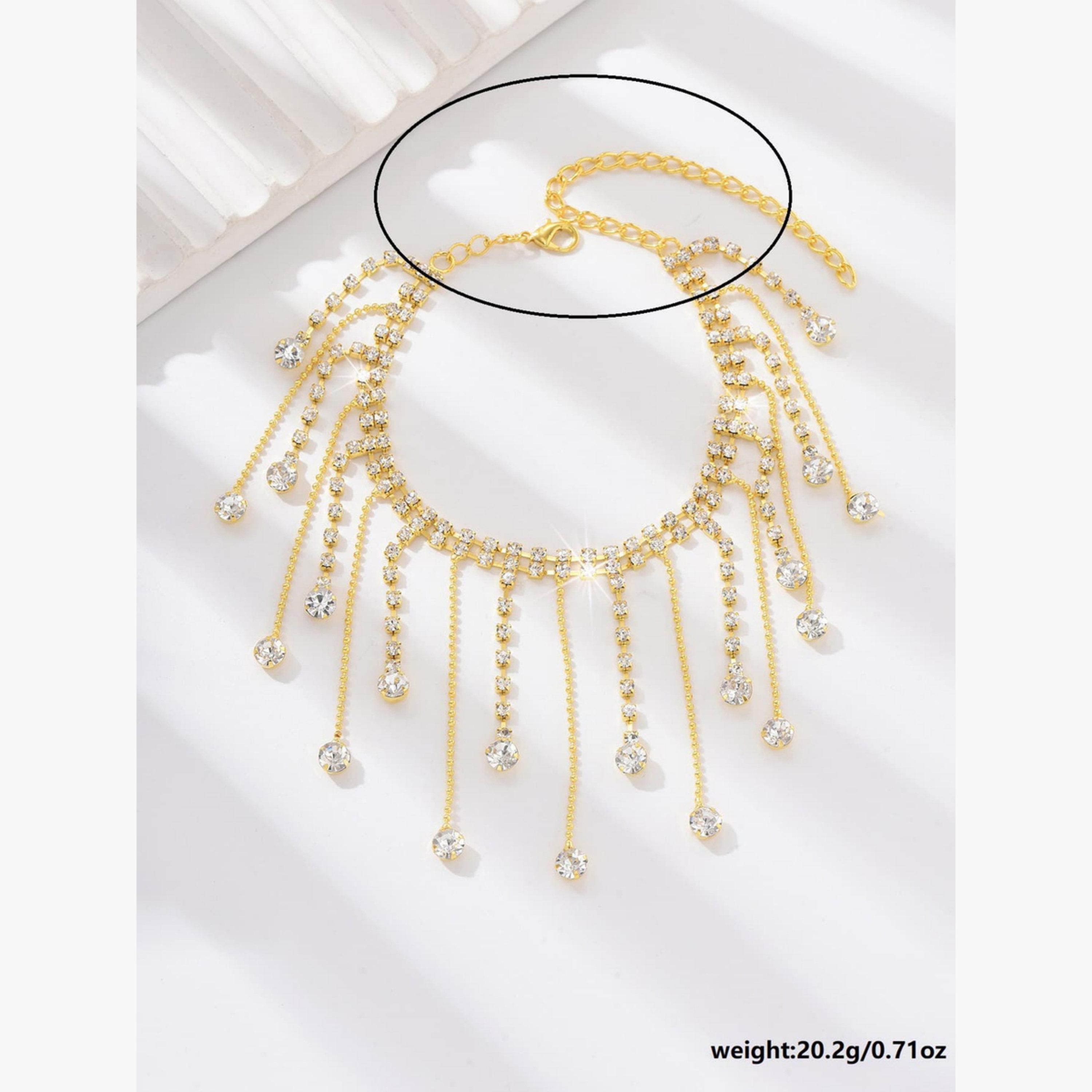 Take Two Embellished Anklet with Tassel Pendants-women-watchesandjewellery-jewellery-anklets-image-4