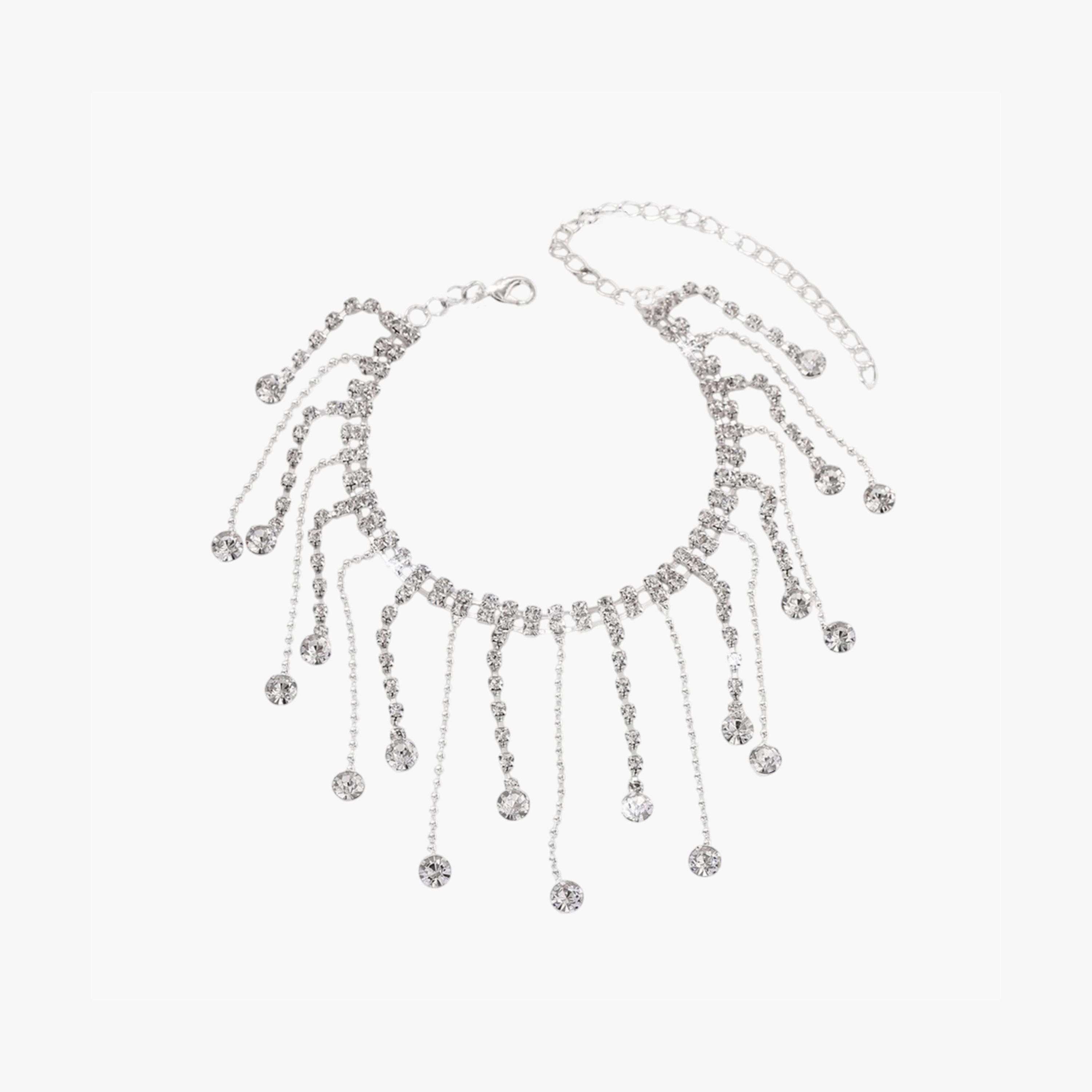 Take Two Embellished Anklet with Tassel Pendants-women-watchesandjewellery-jewellery-anklets-image-1