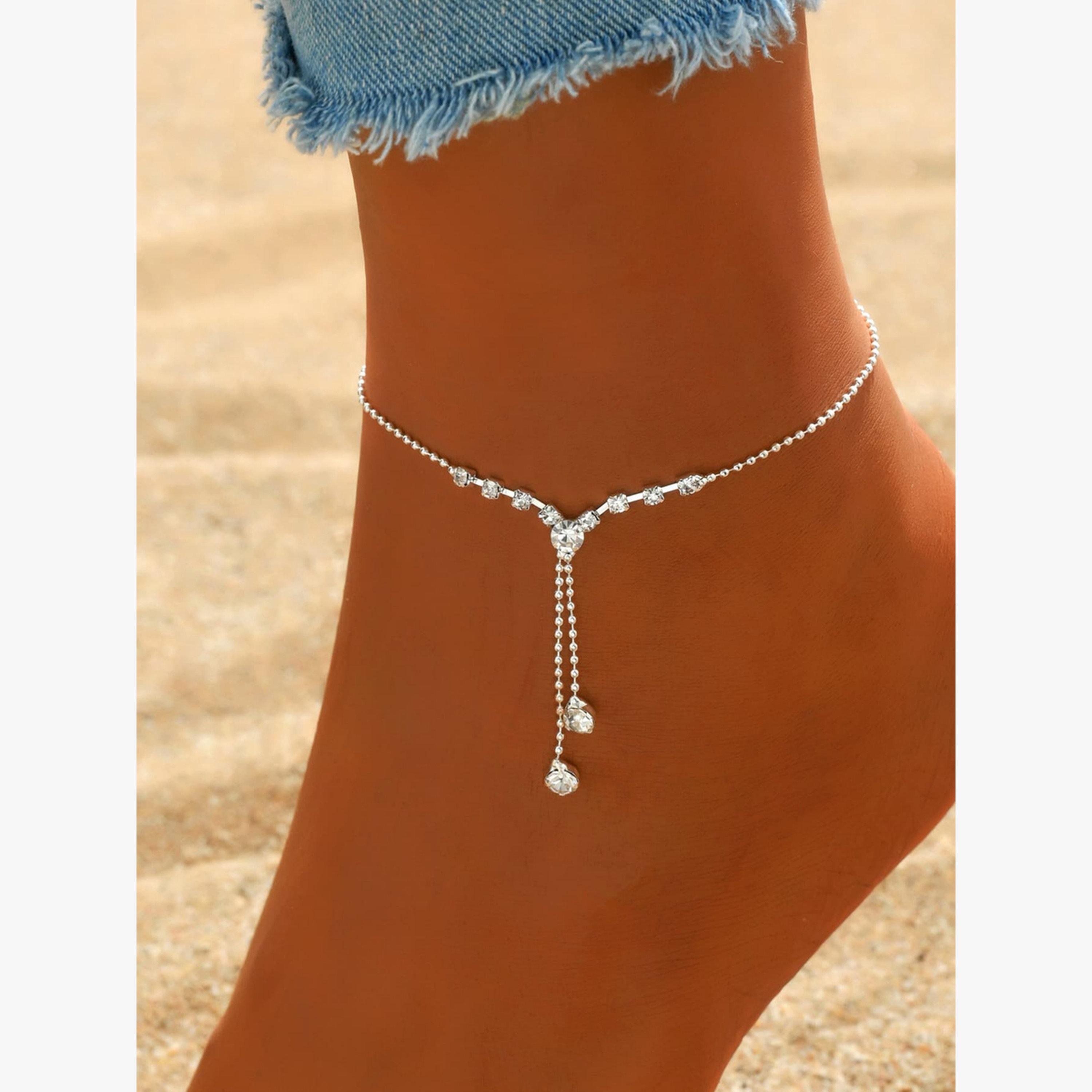 Take Two Embellished Anklet with Tassel Pendant-women-watchesandjewellery-jewellery-anklets-image-2