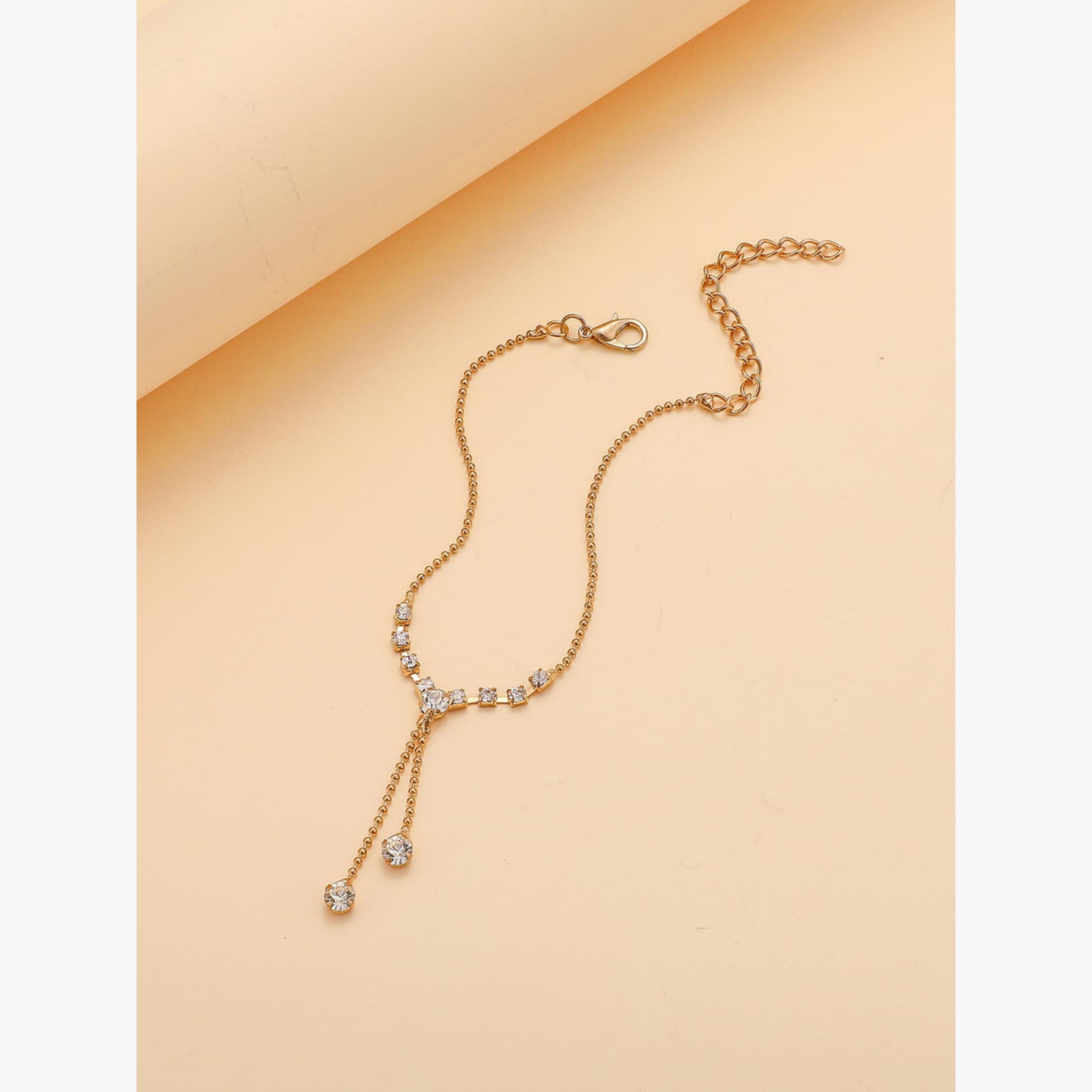 Take Two Embellished Anklet with Tassel Pendant-women-watchesandjewellery-jewellery-anklets-image-5