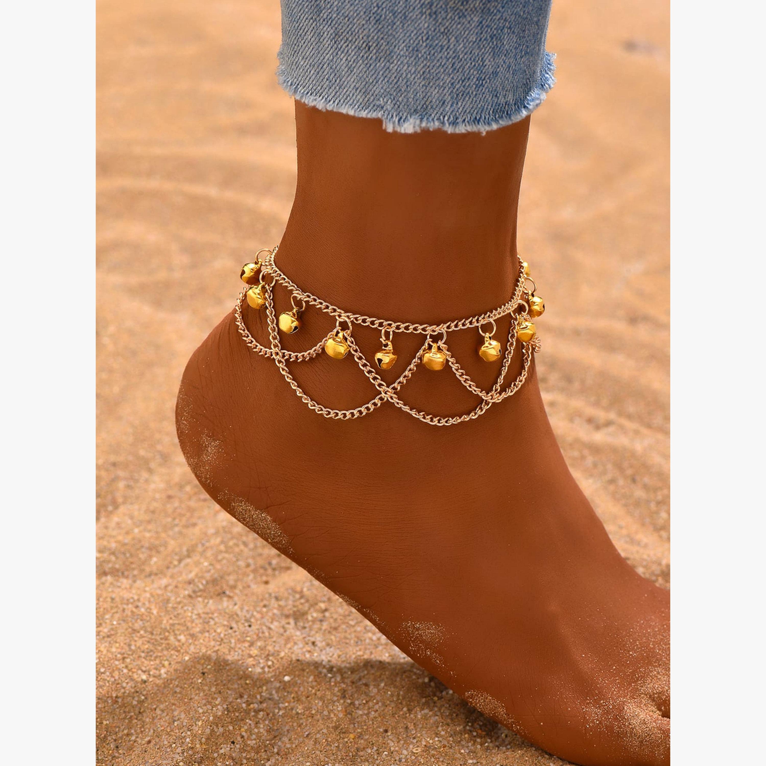 Take Two Layered Anklet with Tassel Bells-women-watchesandjewellery-jewellery-anklets-image-2