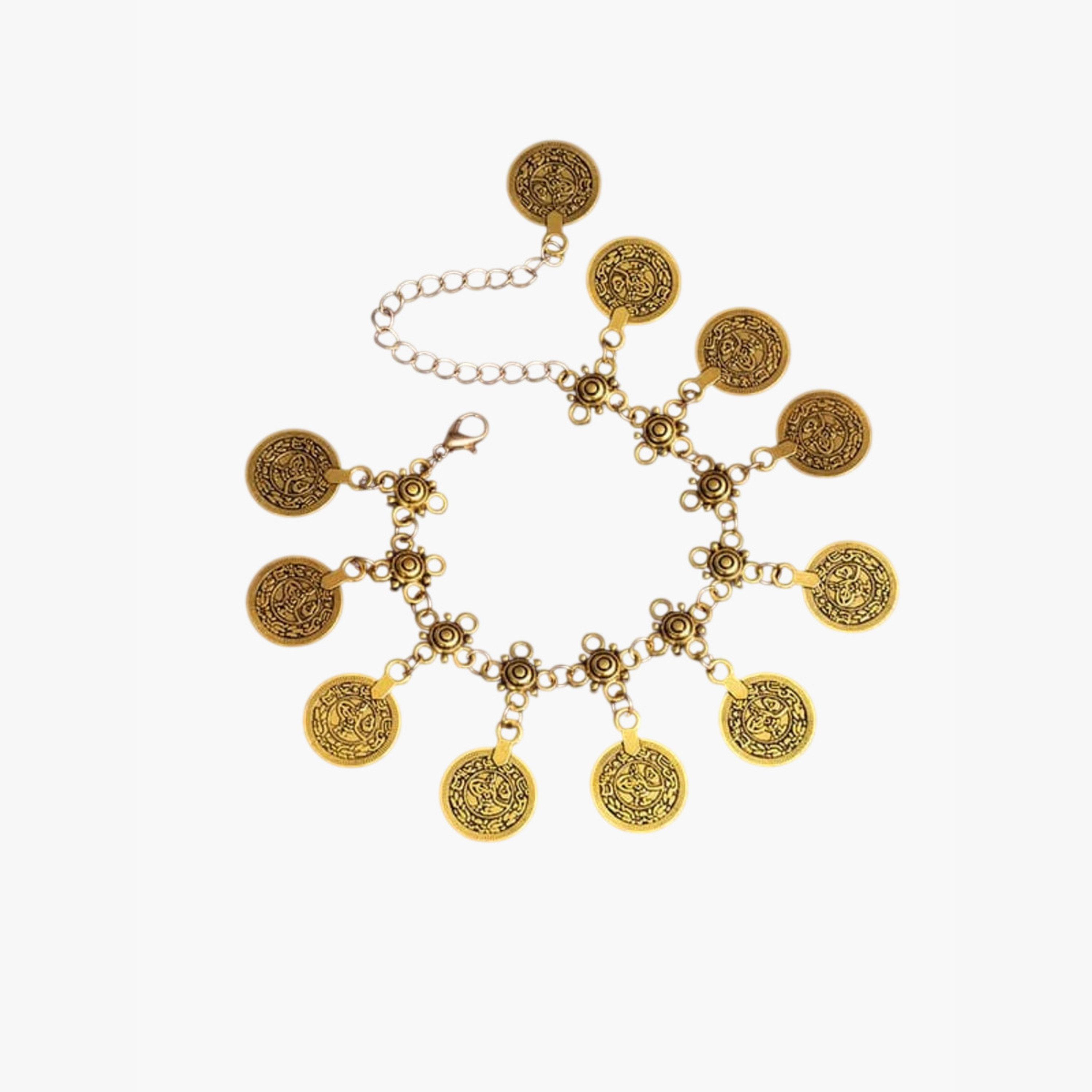 Take Two Golden Coin Charm Anklet-women-watchesandjewellery-jewellery-anklets-image-1