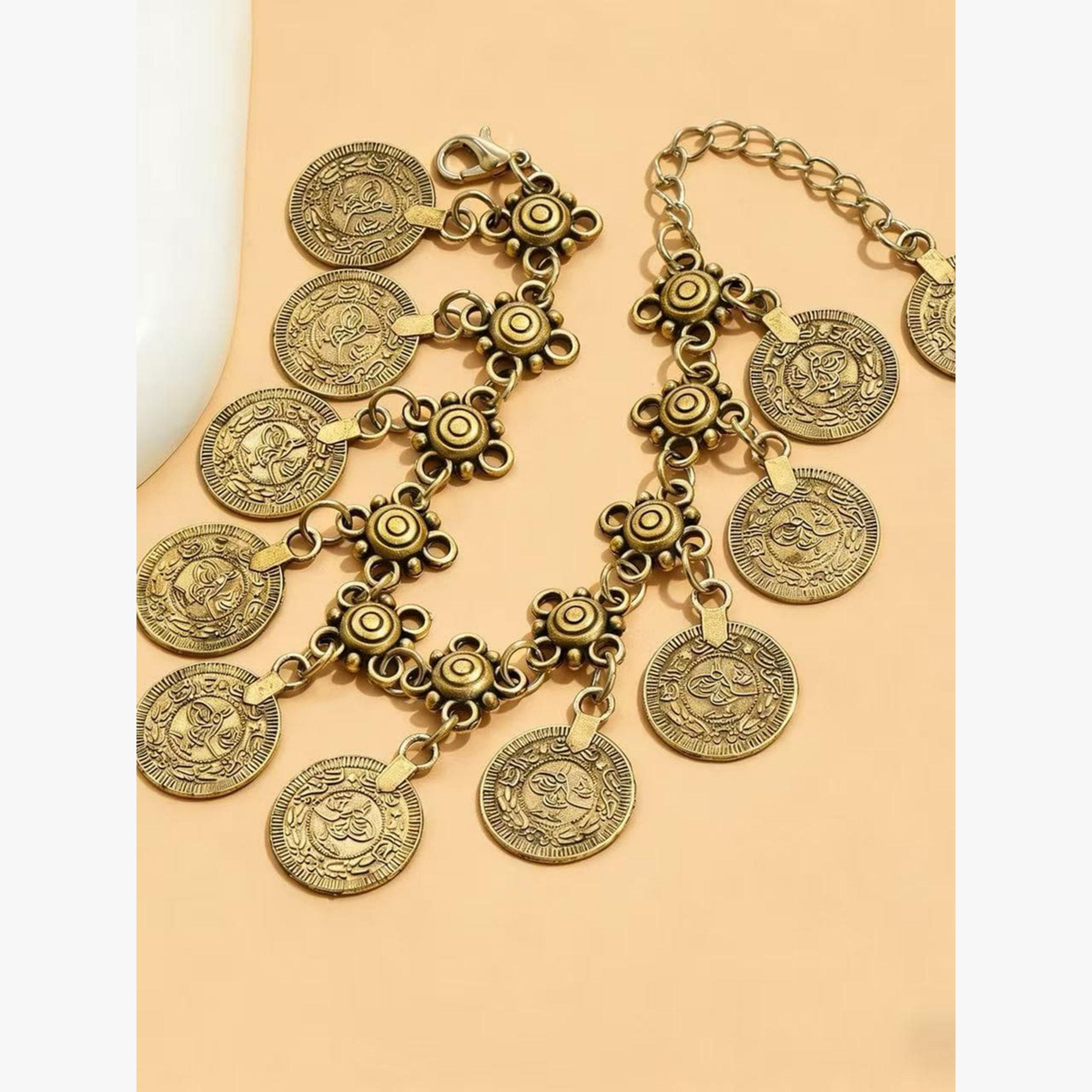 Take Two Golden Coin Charm Anklet-women-watchesandjewellery-jewellery-anklets-image-3