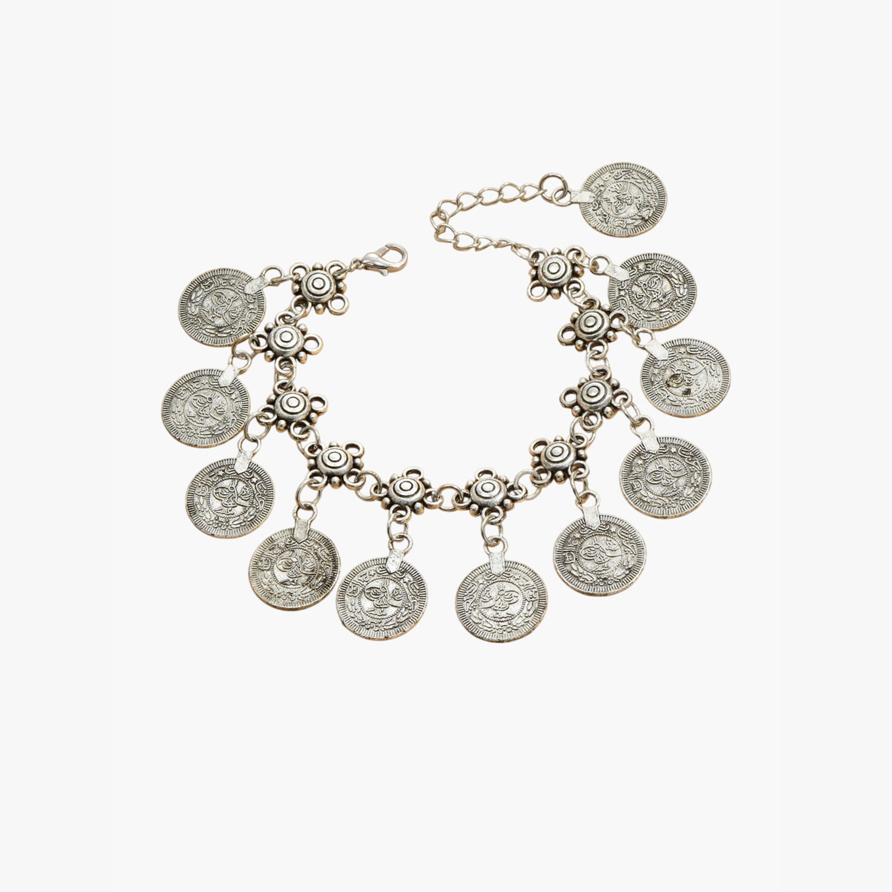 Take Two Silver Coin Charm Anklet-women-watchesandjewellery-jewellery-anklets-image-1