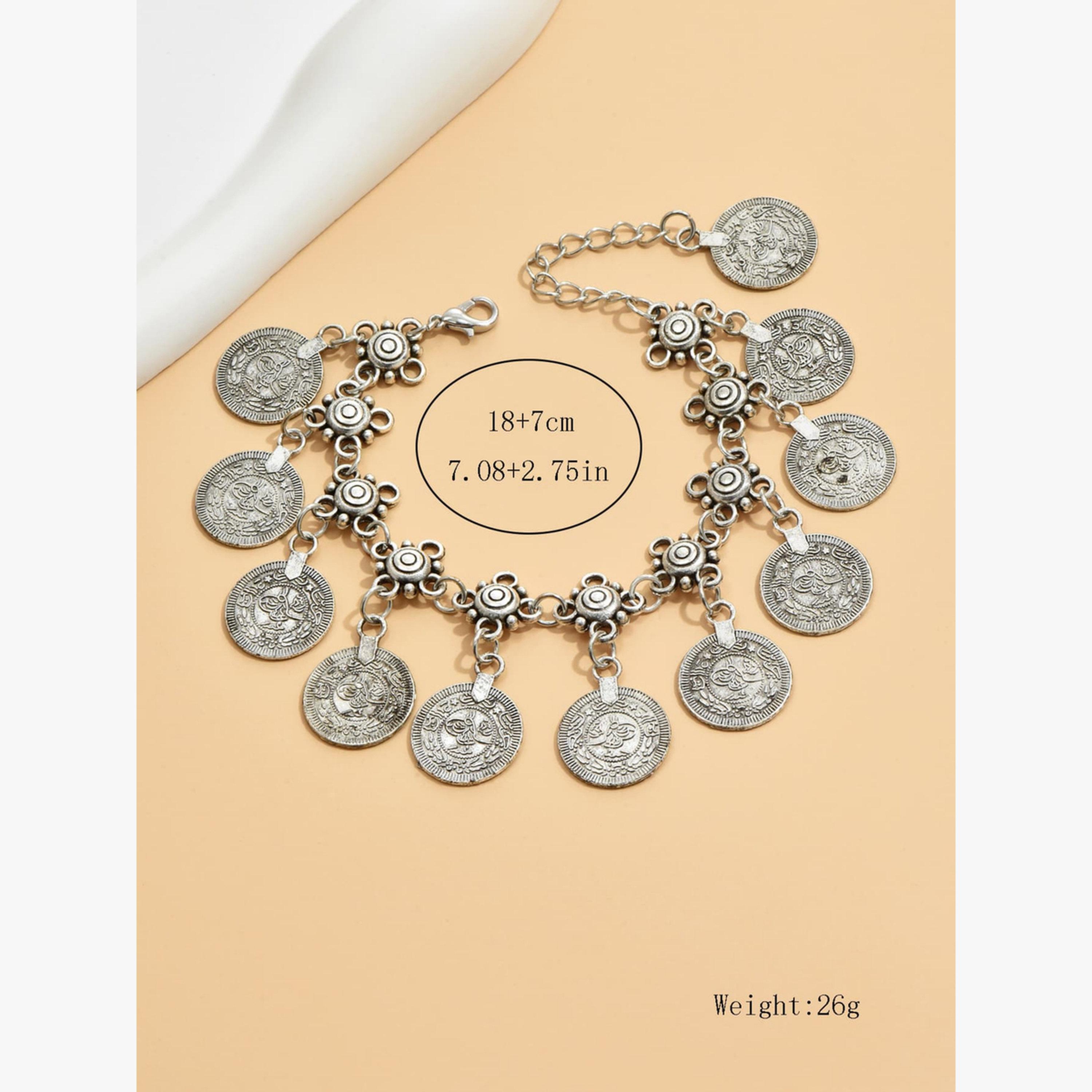 Take Two Silver Coin Charm Anklet-women-watchesandjewellery-jewellery-anklets-image-4