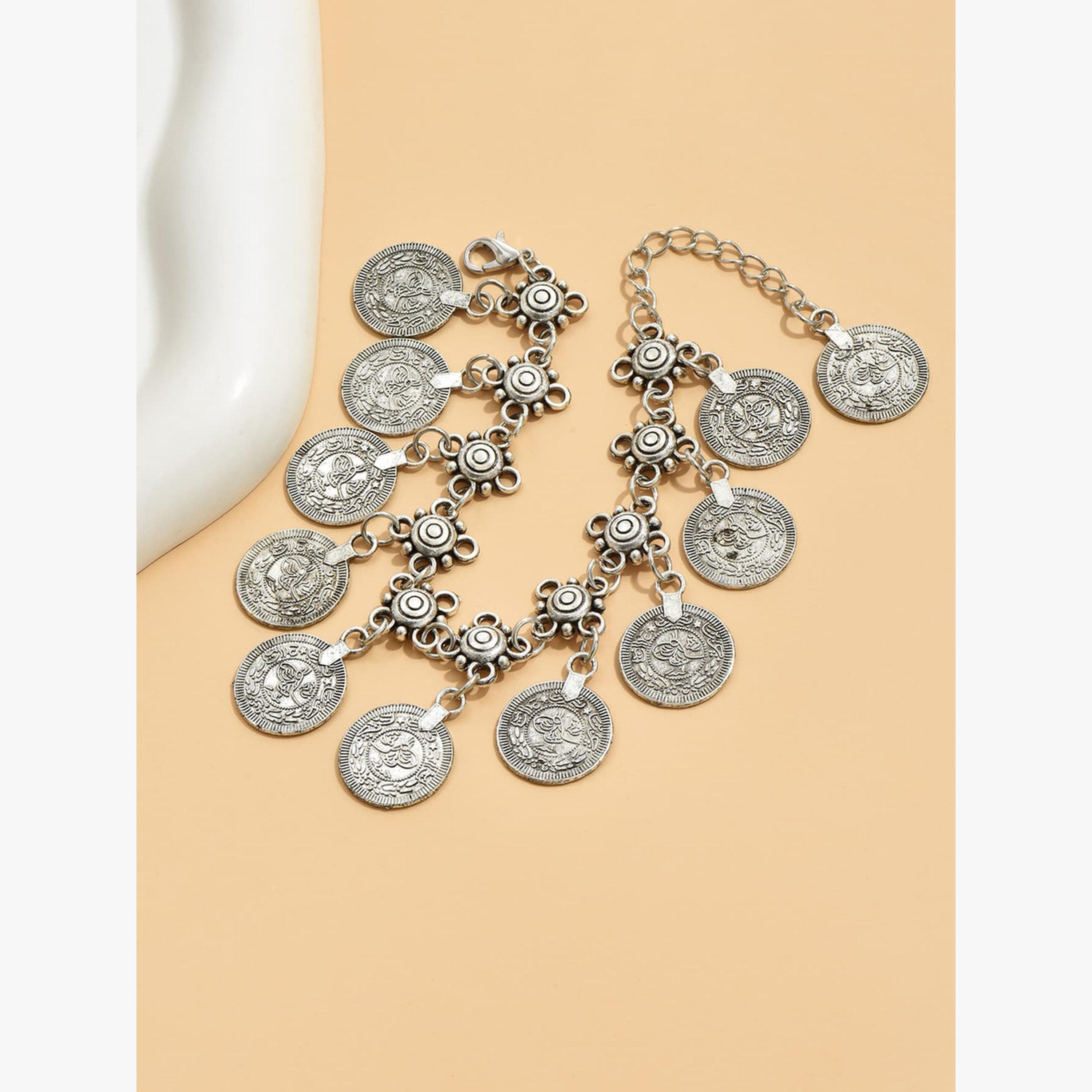 Take Two Silver Coin Charm Anklet-women-watchesandjewellery-jewellery-anklets-image-5